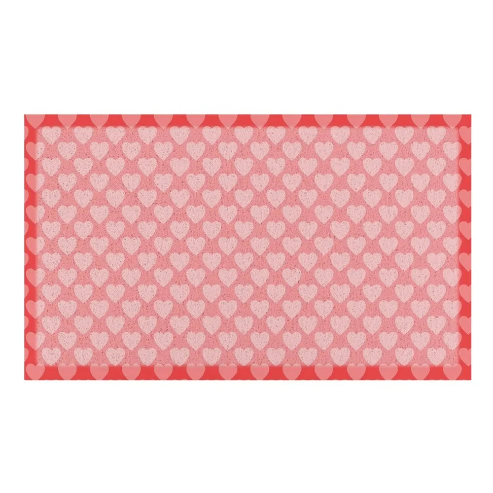 Pink Heart Patterned Indoor & Outdoor Doormat
