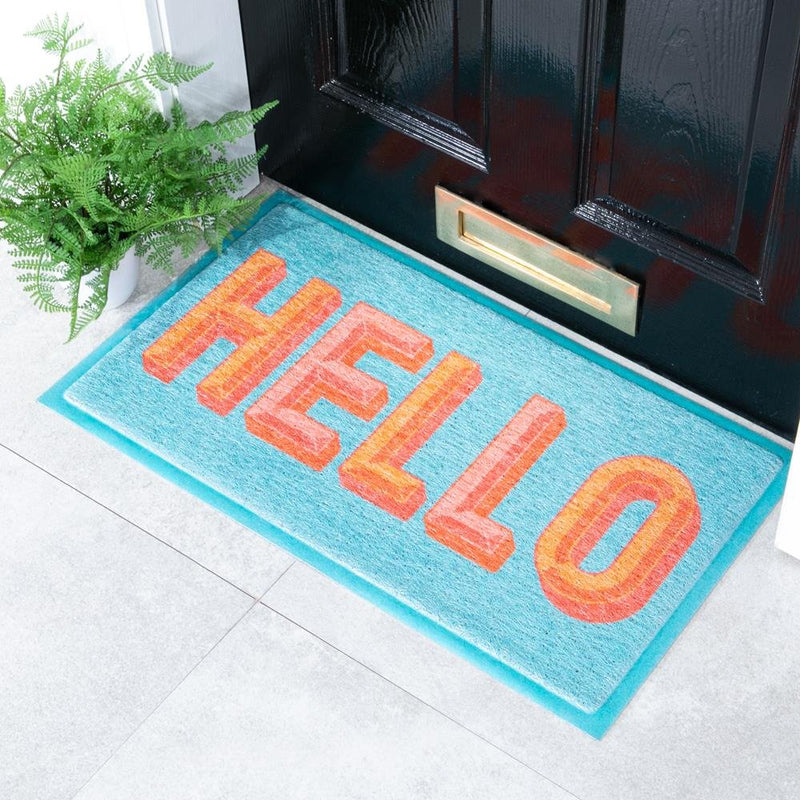 Blue Hello Doormat