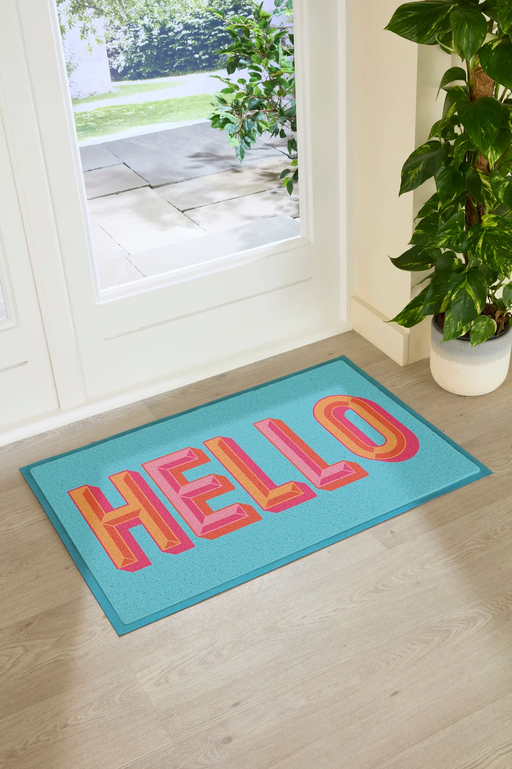 Blue Hello Doormat
