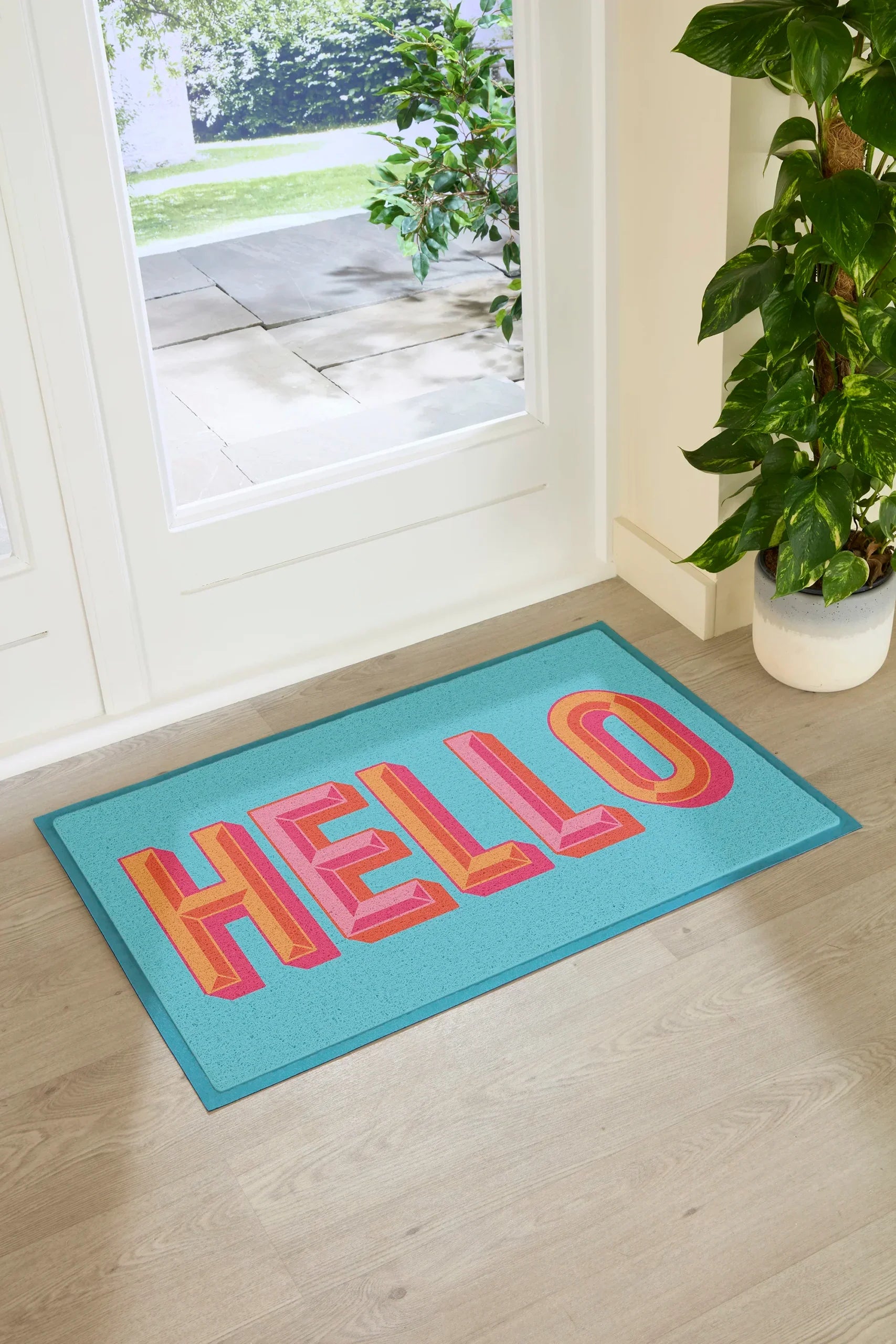 Blue Hello Doormat
