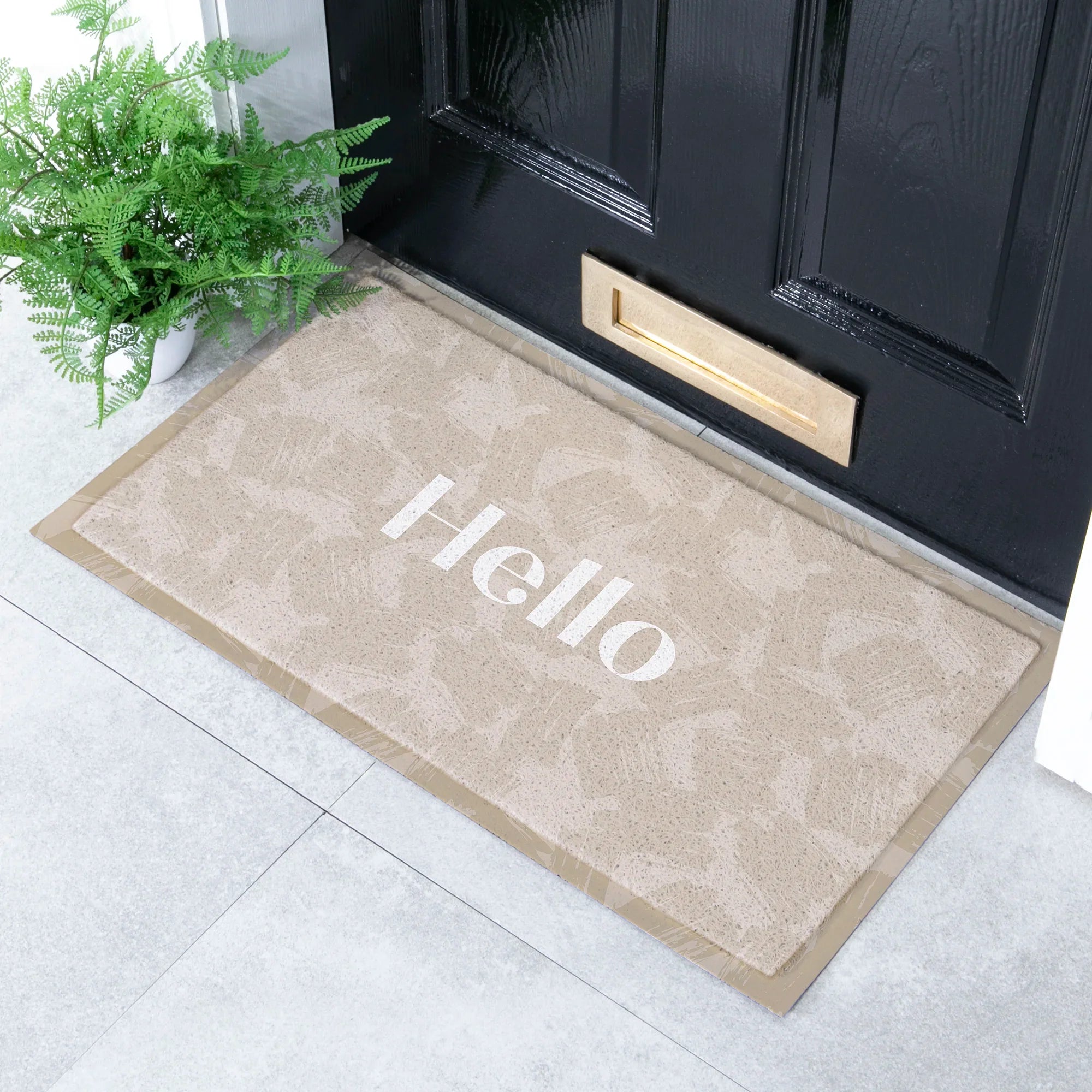 Mocha Brush Hello Doormat