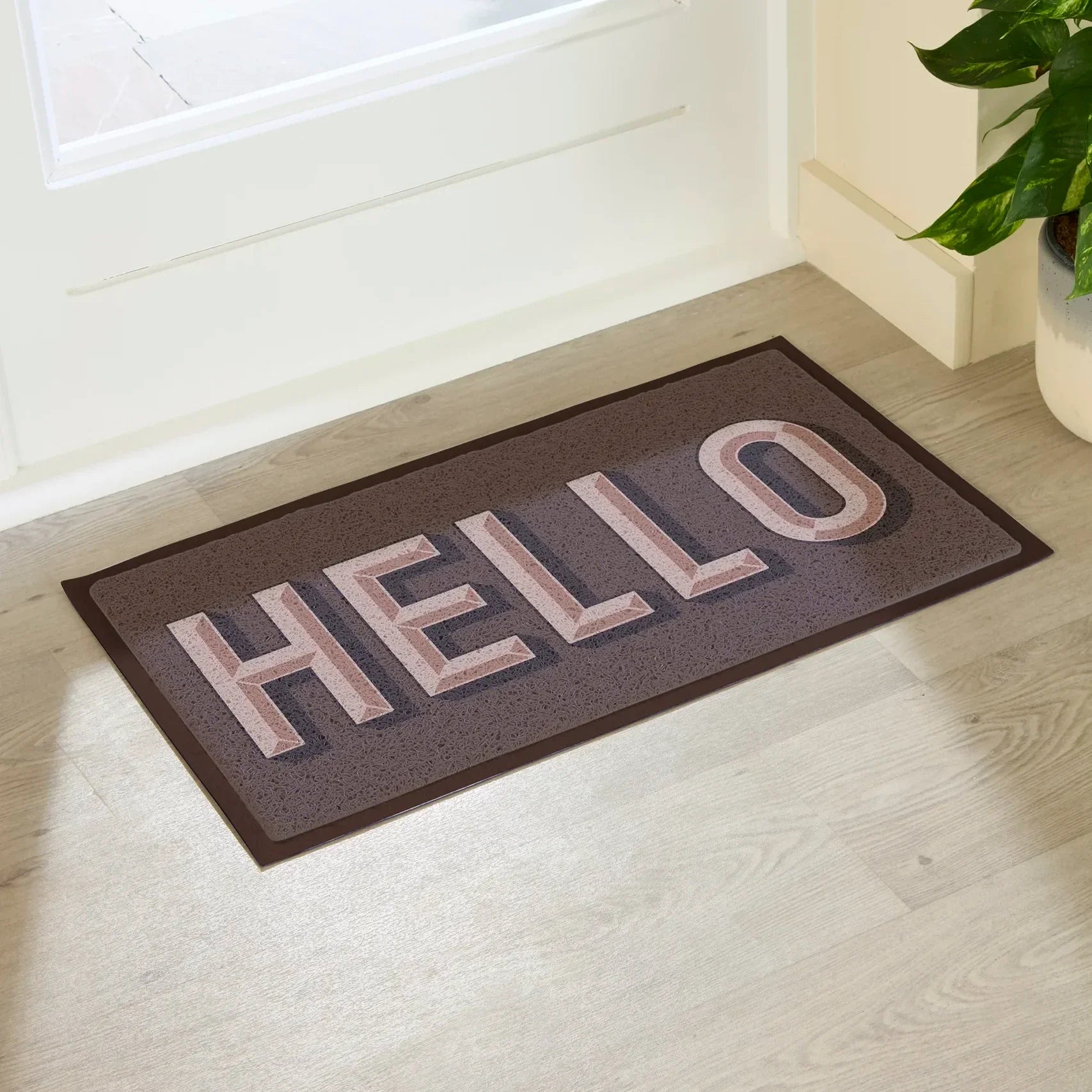 Hello Chocolate Brown Doormat