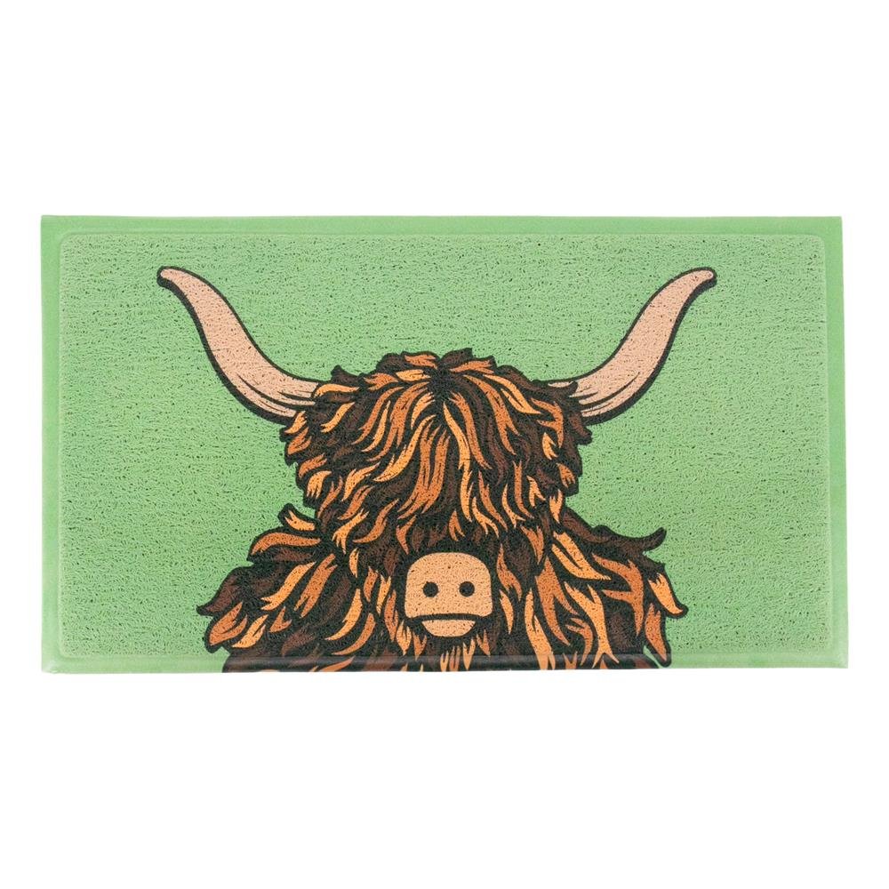 Green Highland Cow Doormat