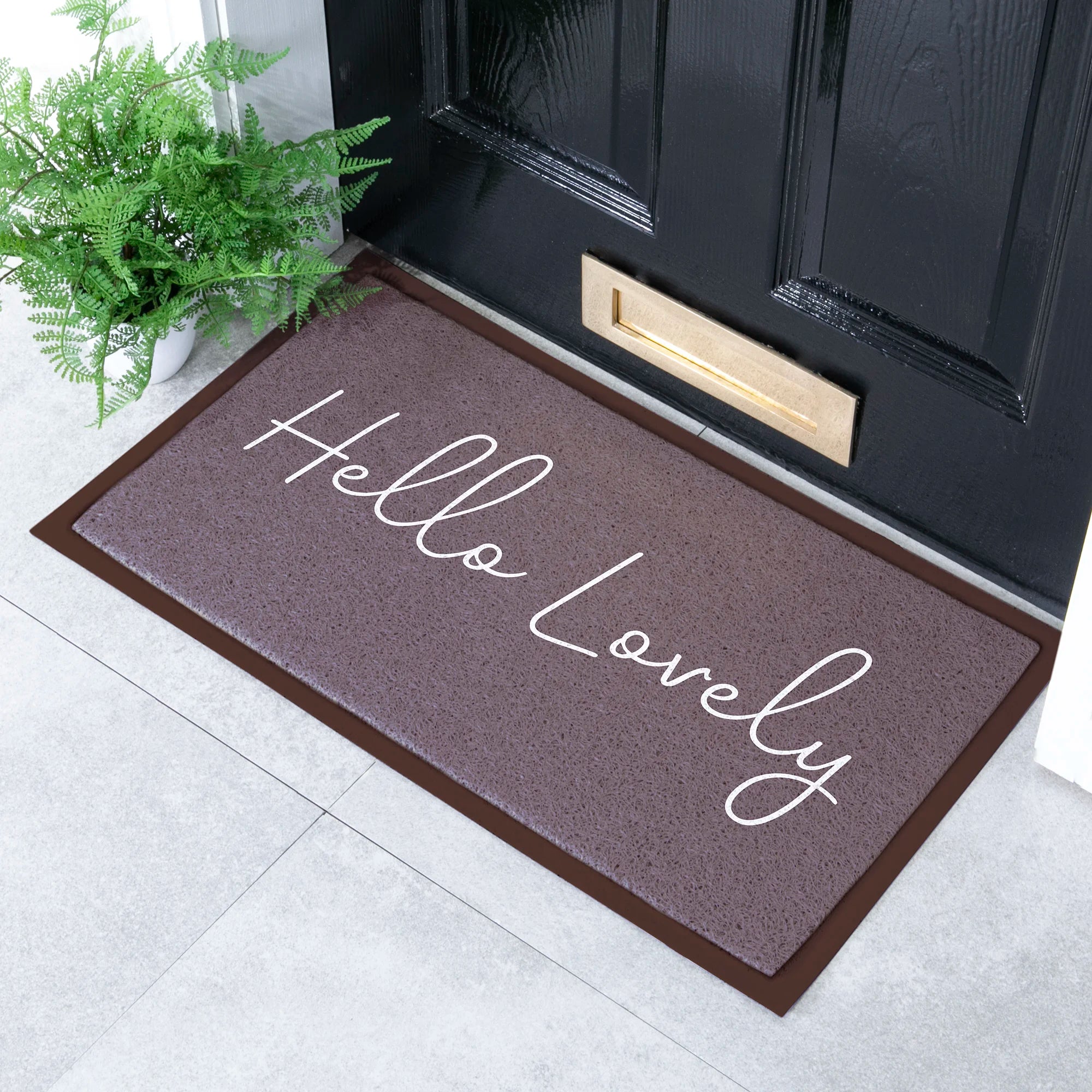 Hello Lovely Chocolate Brown Doormat (70 x 40cm)