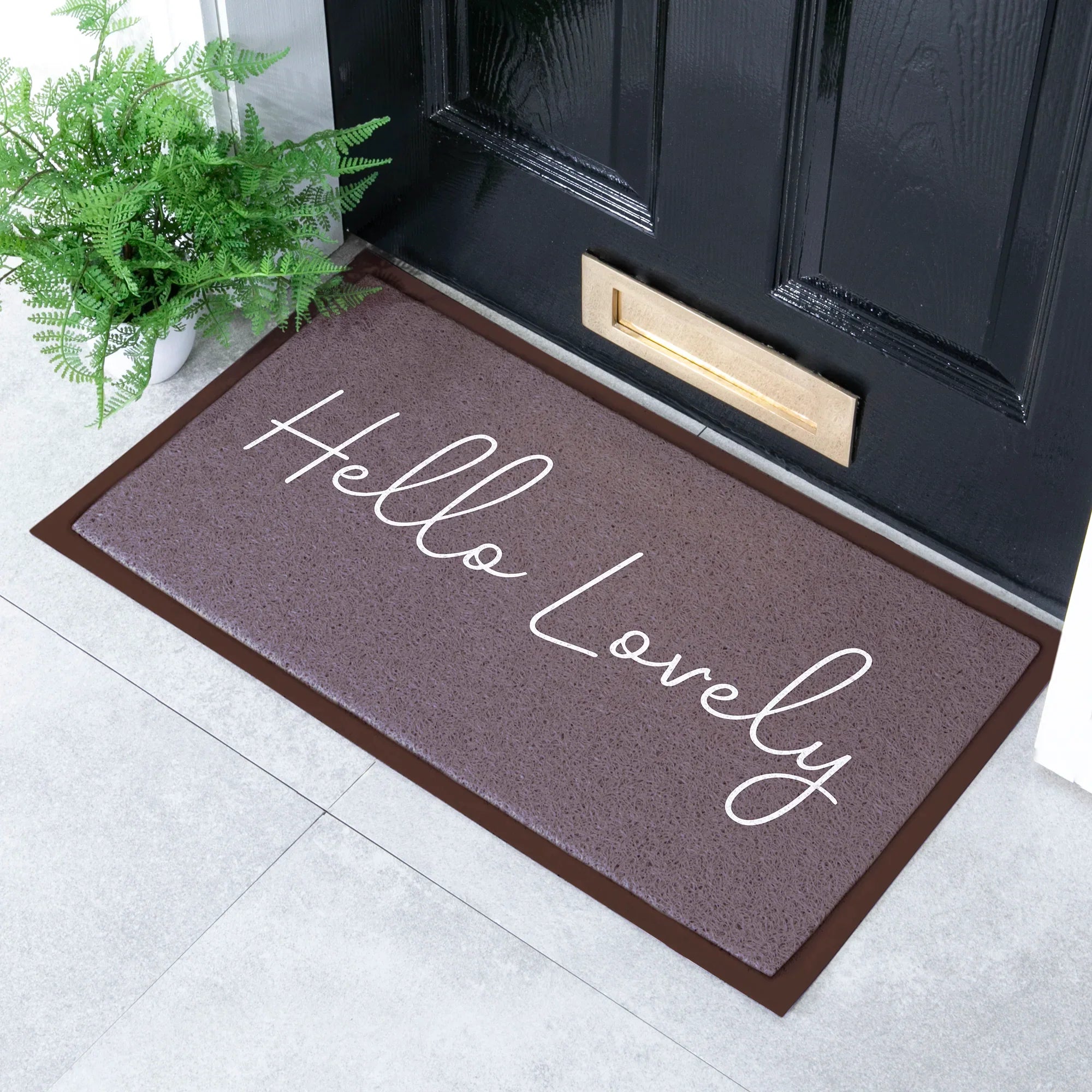 Hello Lovely Chocolate Brown Doormat