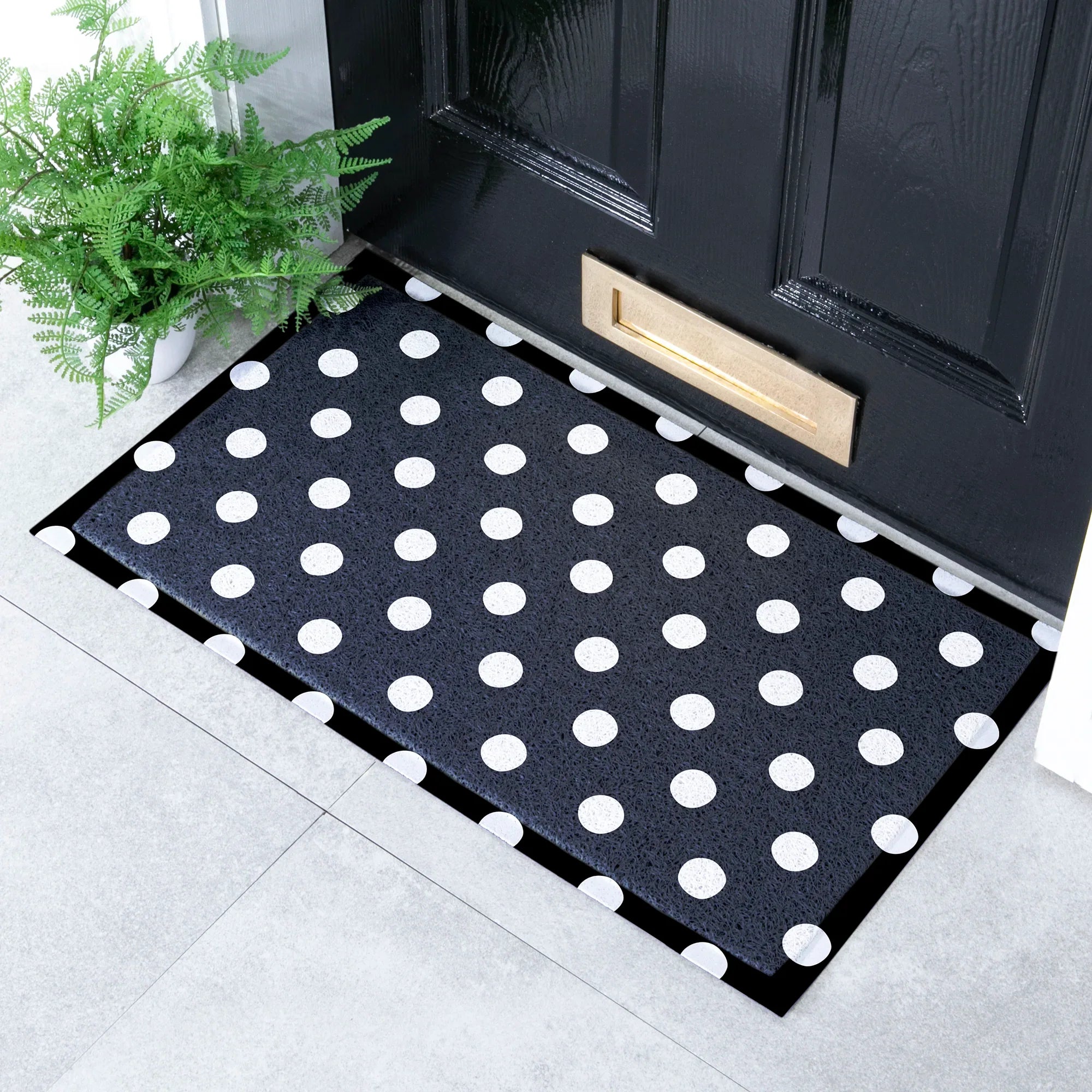 Black Polka Dot Doormat