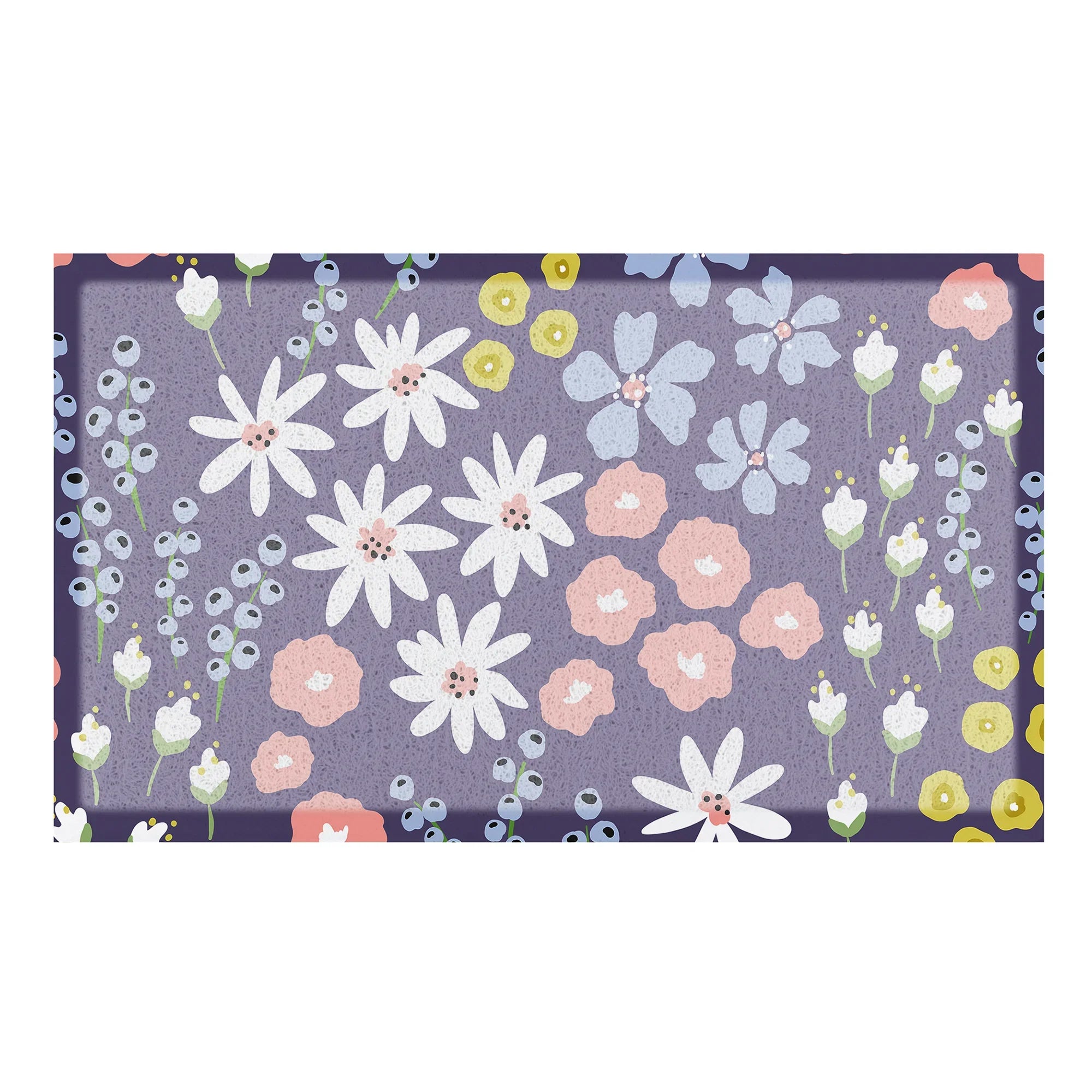 Purple Floral Pattern Doormat