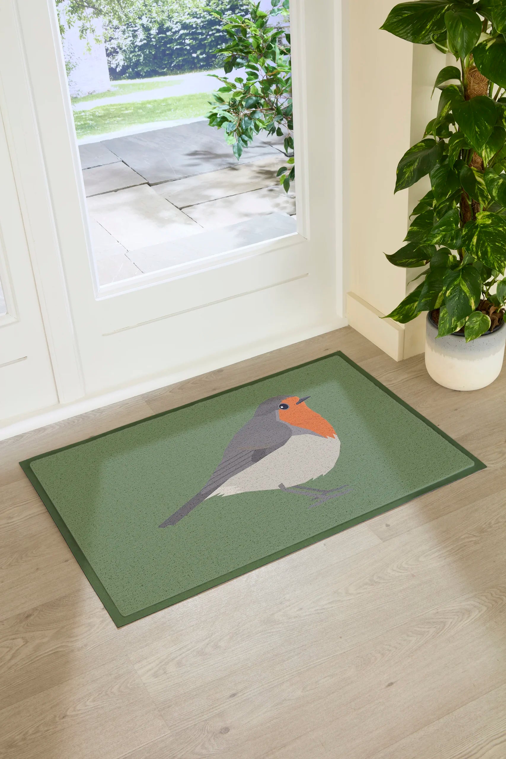 Green Robin Doormat