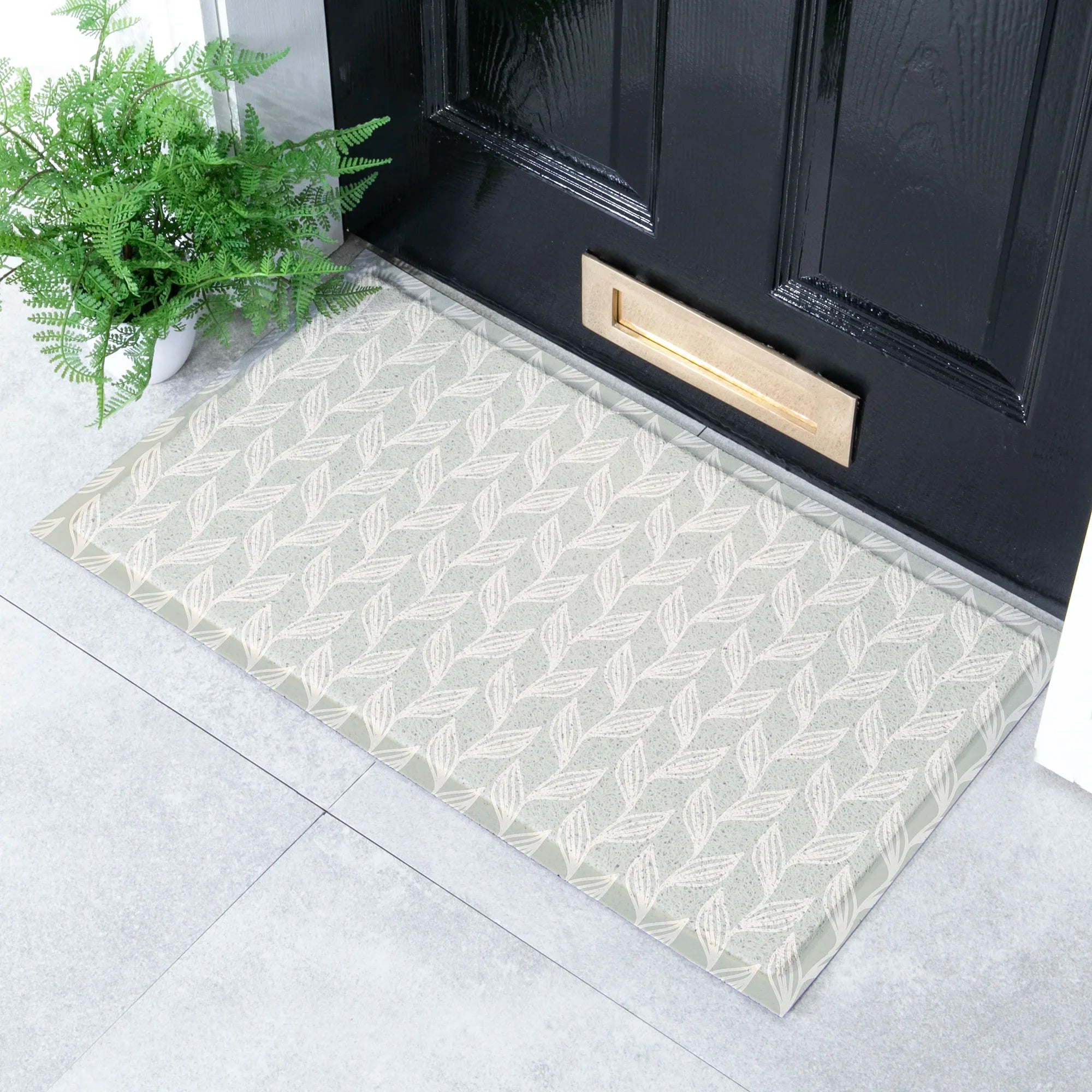 Leaf Chevron Sage Green Doormat