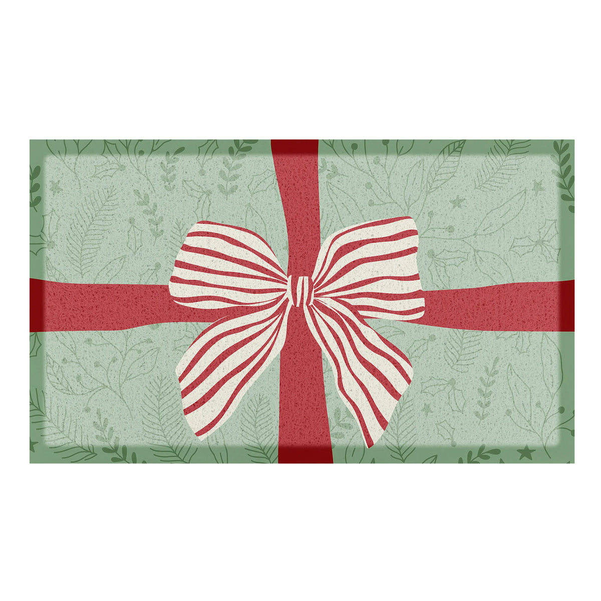 Red & White Stripe Bow Indoor Outdoor Doormat