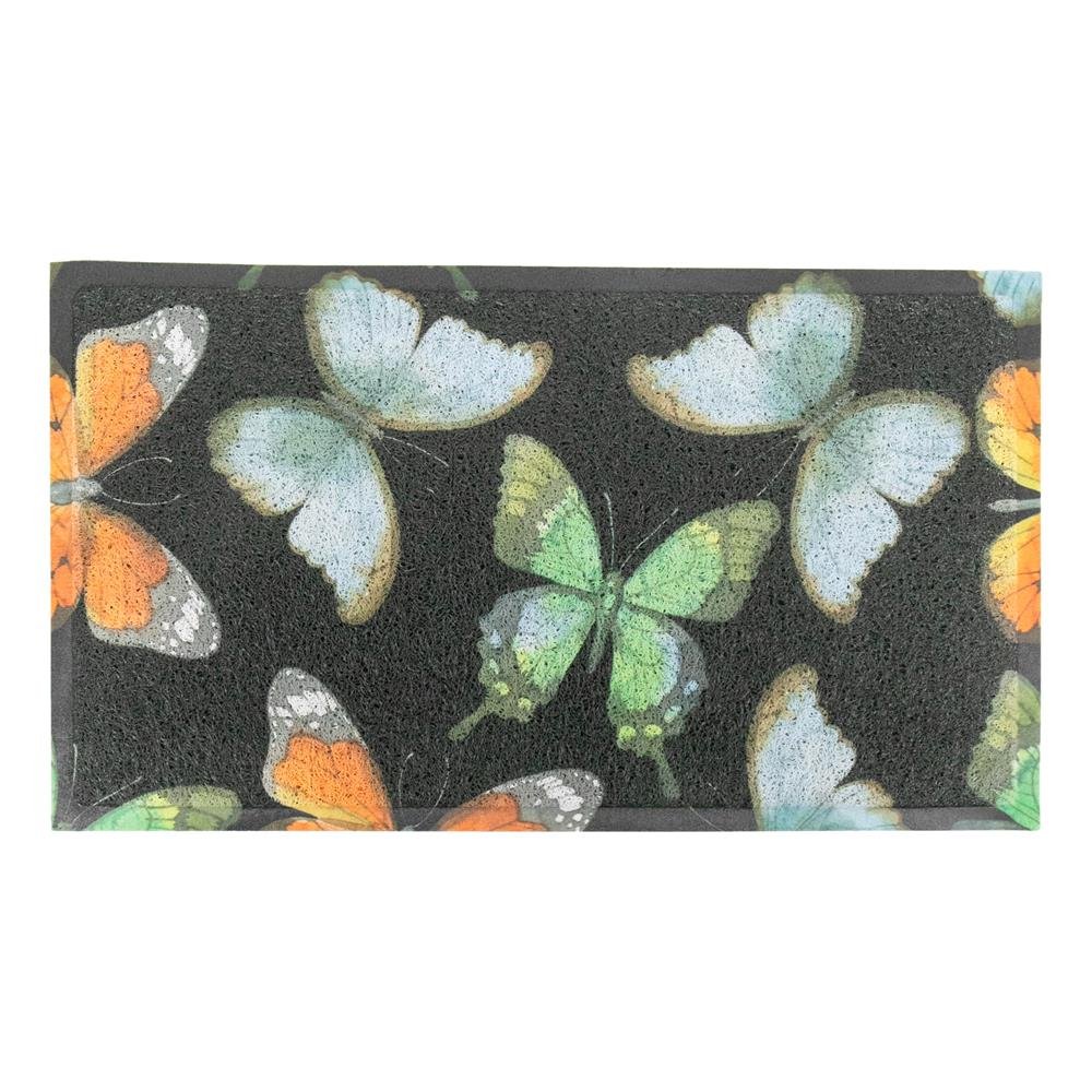 Black Watercolor Butterfly Doormat