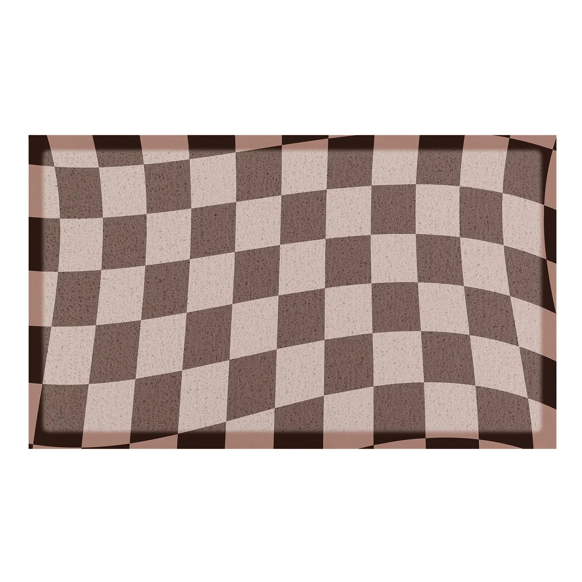 Wavey Checkerboard Chocolate Brown Doormat