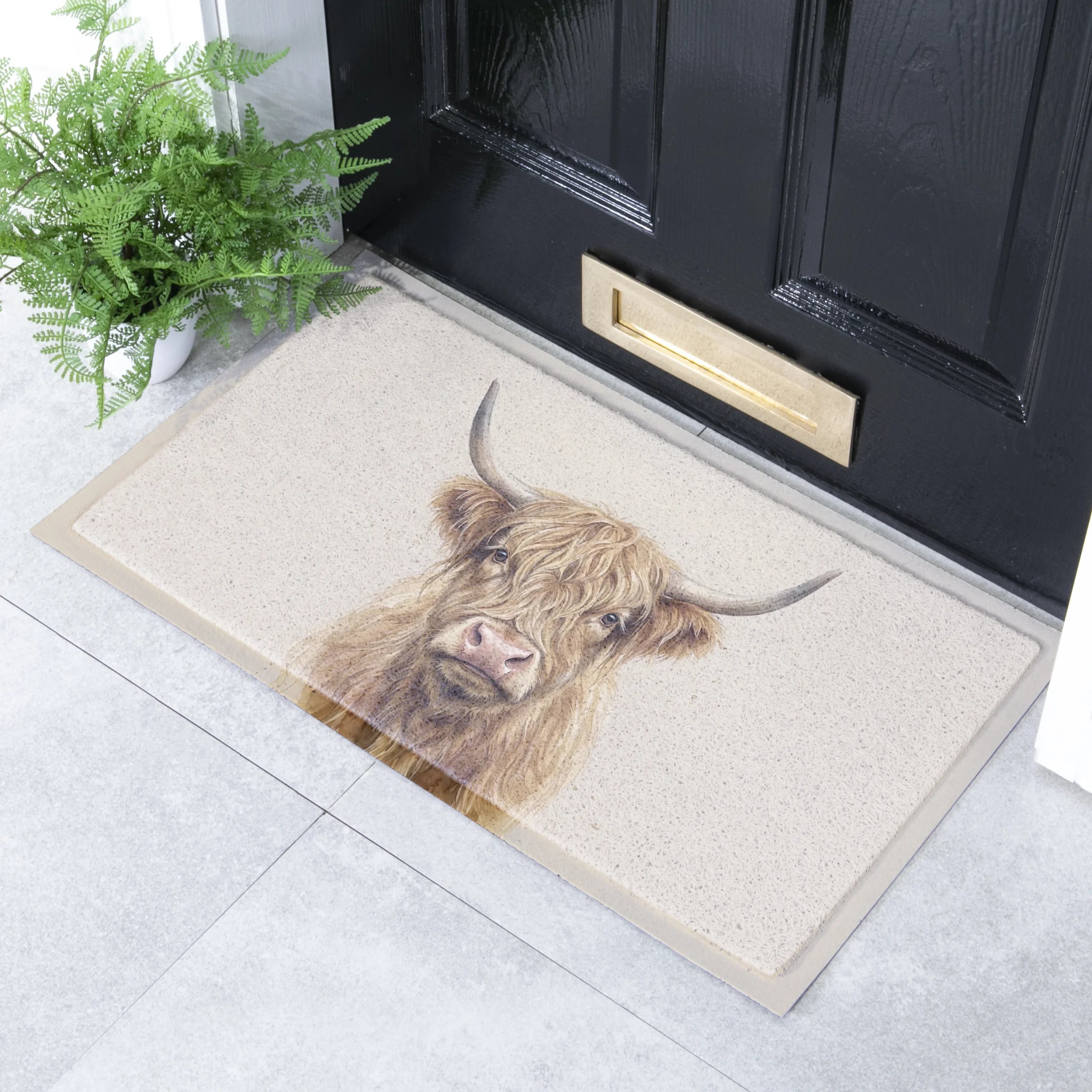 Beige Highland Cow Doormat
