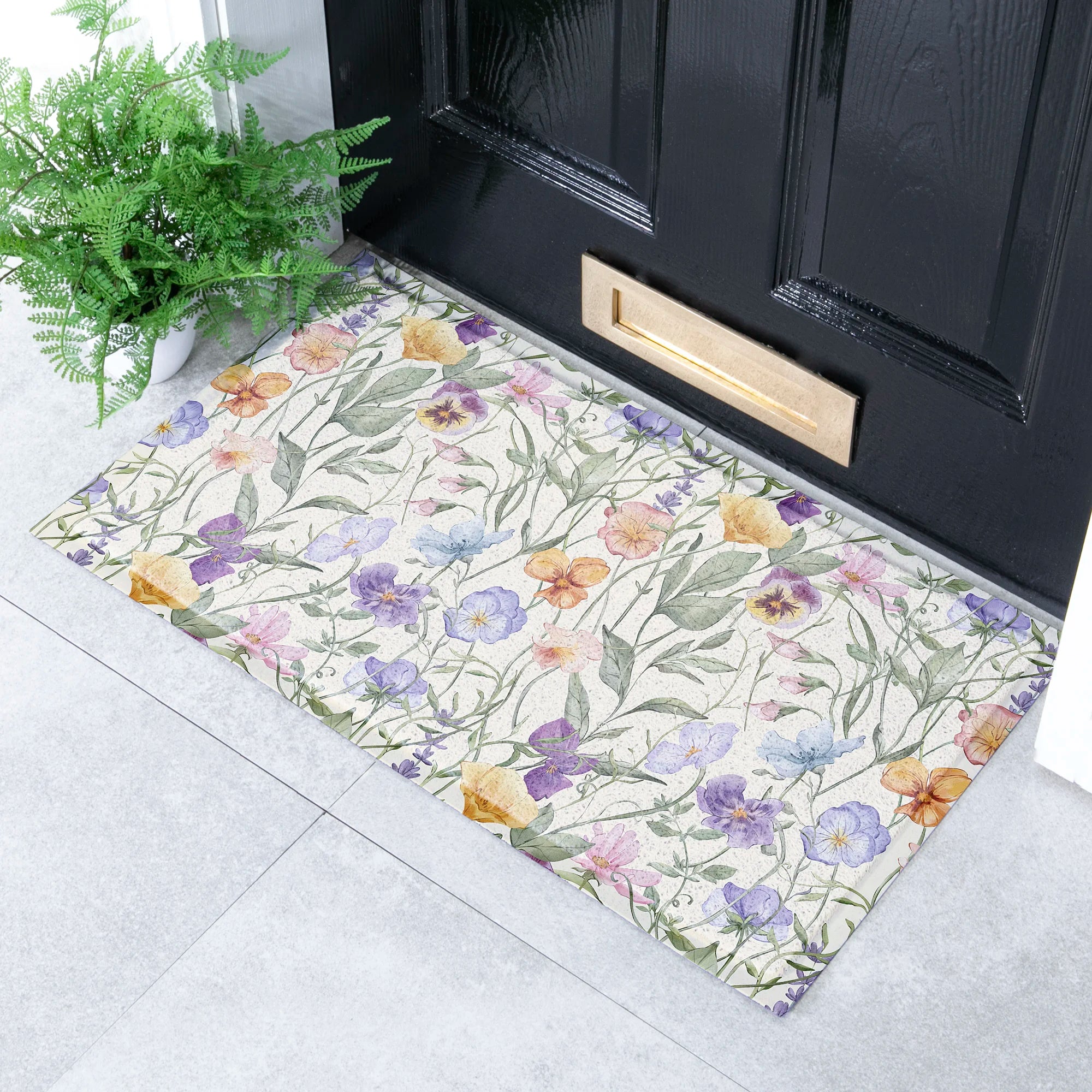 Watercolour Wild Flowers Doormat