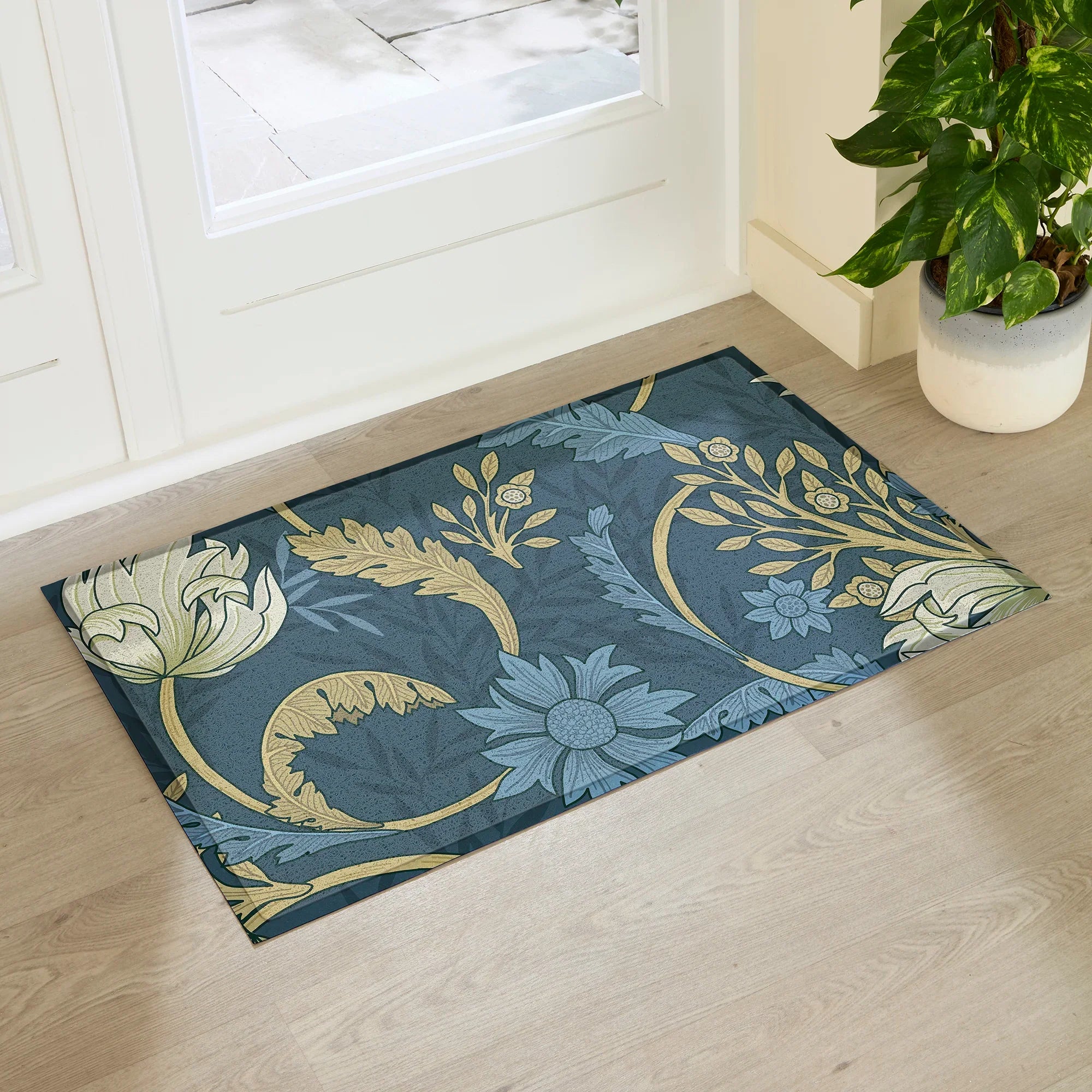 Blue Floral William Morris Pattern Doormat