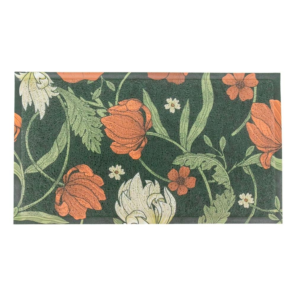 Red Flower William Morris Pattern Doormat