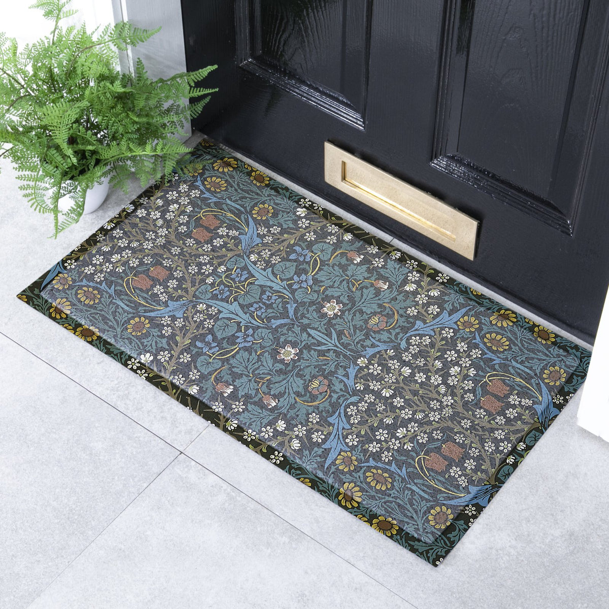 William Morris Blackthorn / Tulips doormat