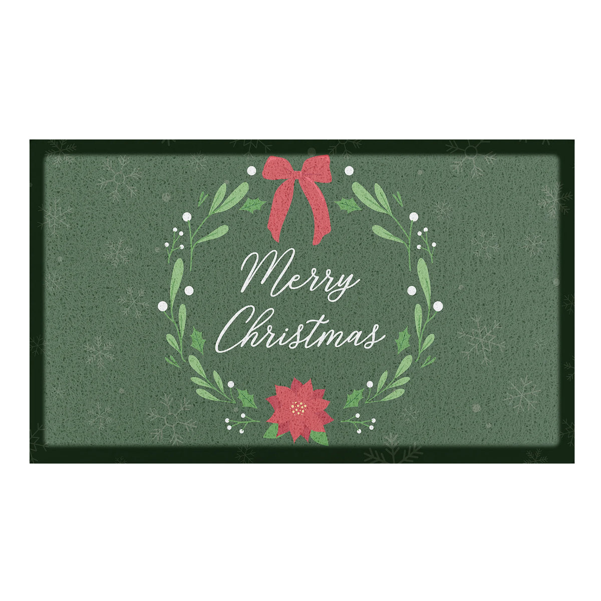 Merry Christmas Wreath Indoor Outdoor Doormat