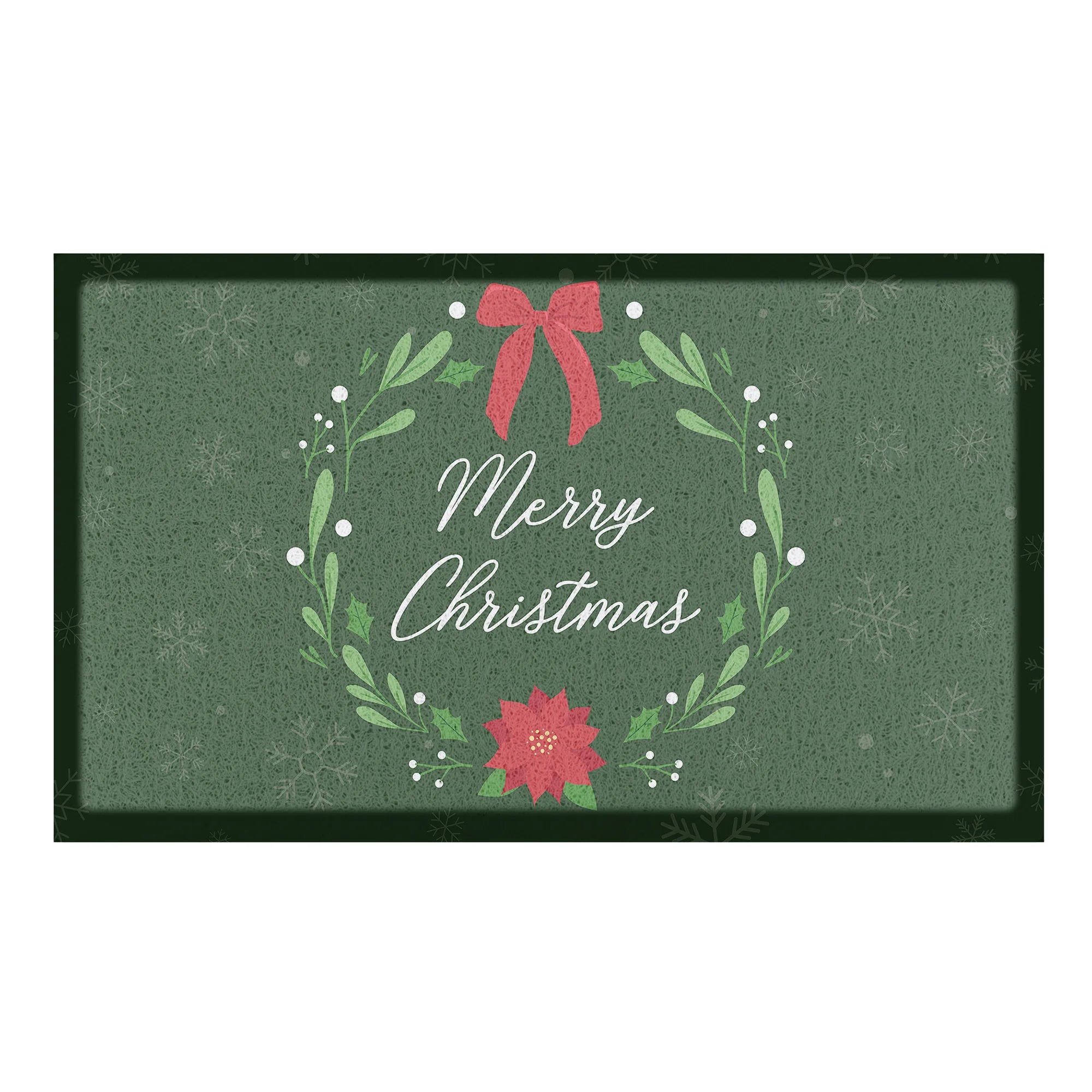 Merry Christmas Wreath Indoor Outdoor Doormat