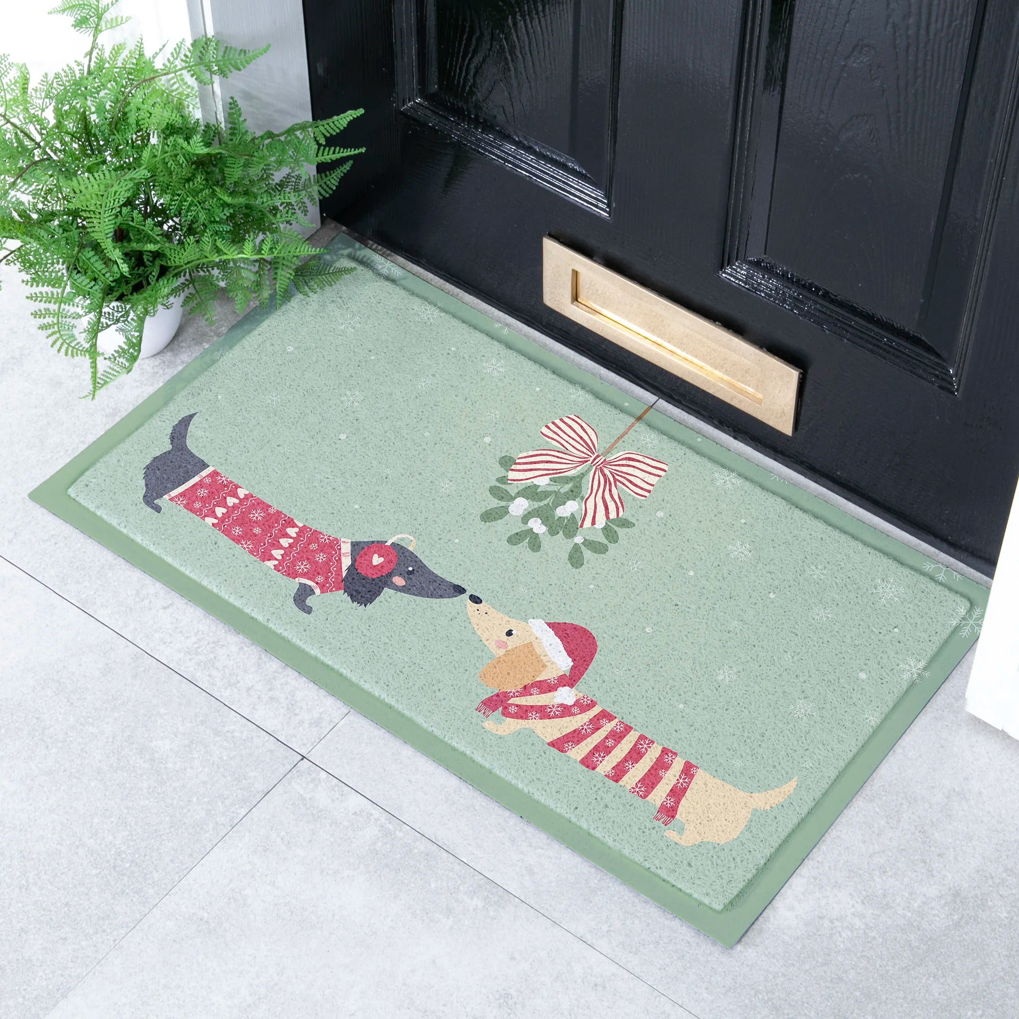 Christmas Sausage Dogs Indoor Outdoor Doormat
