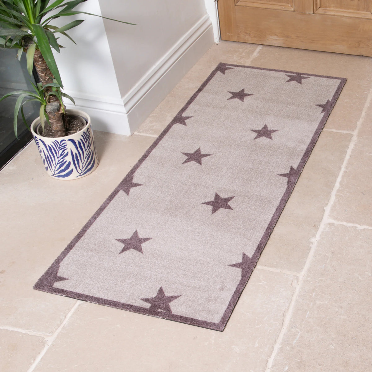 Brown Stair Pattern Indoor Washable Runner 150x60cm