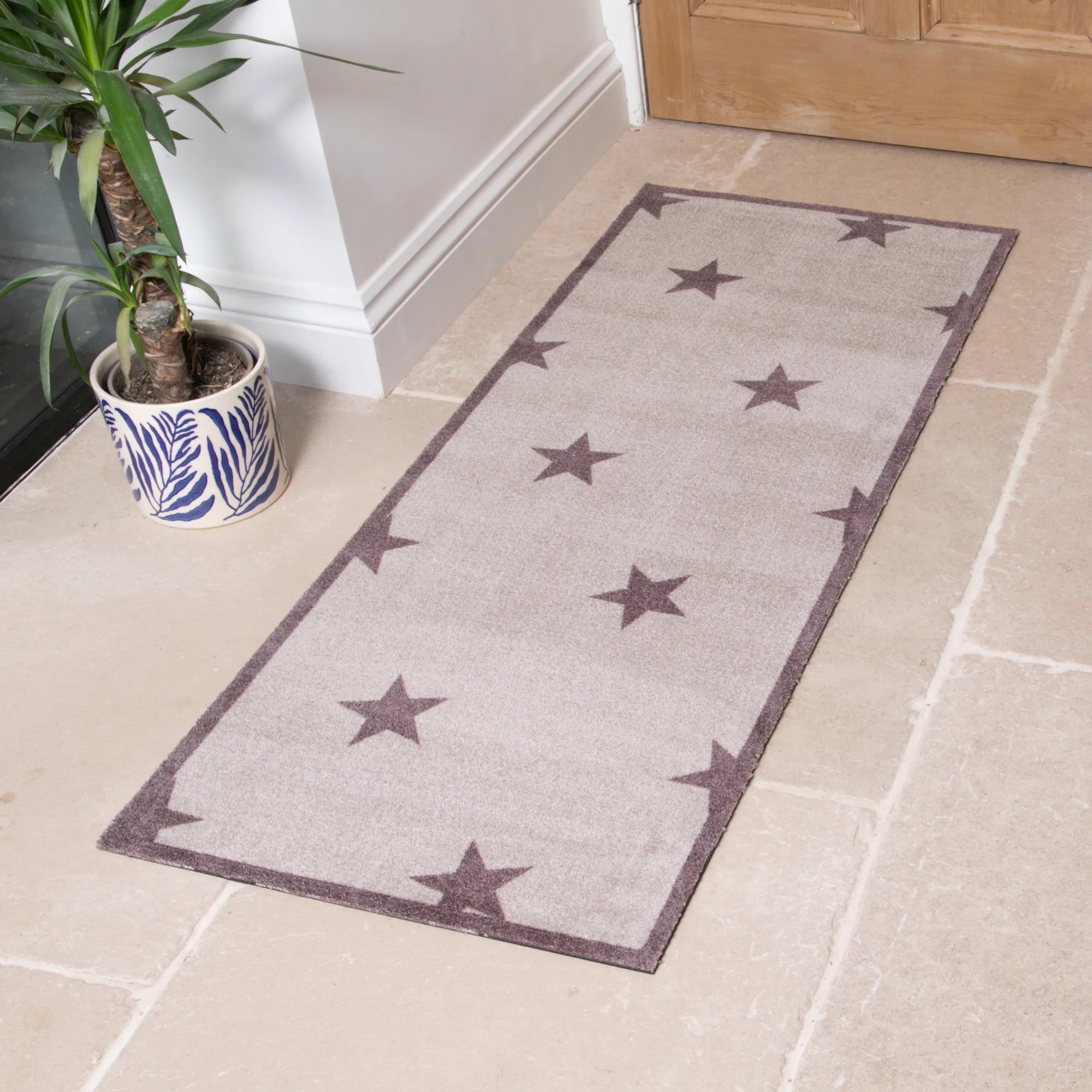 Brown Stair Pattern Indoor Washable Runner 150x60cm