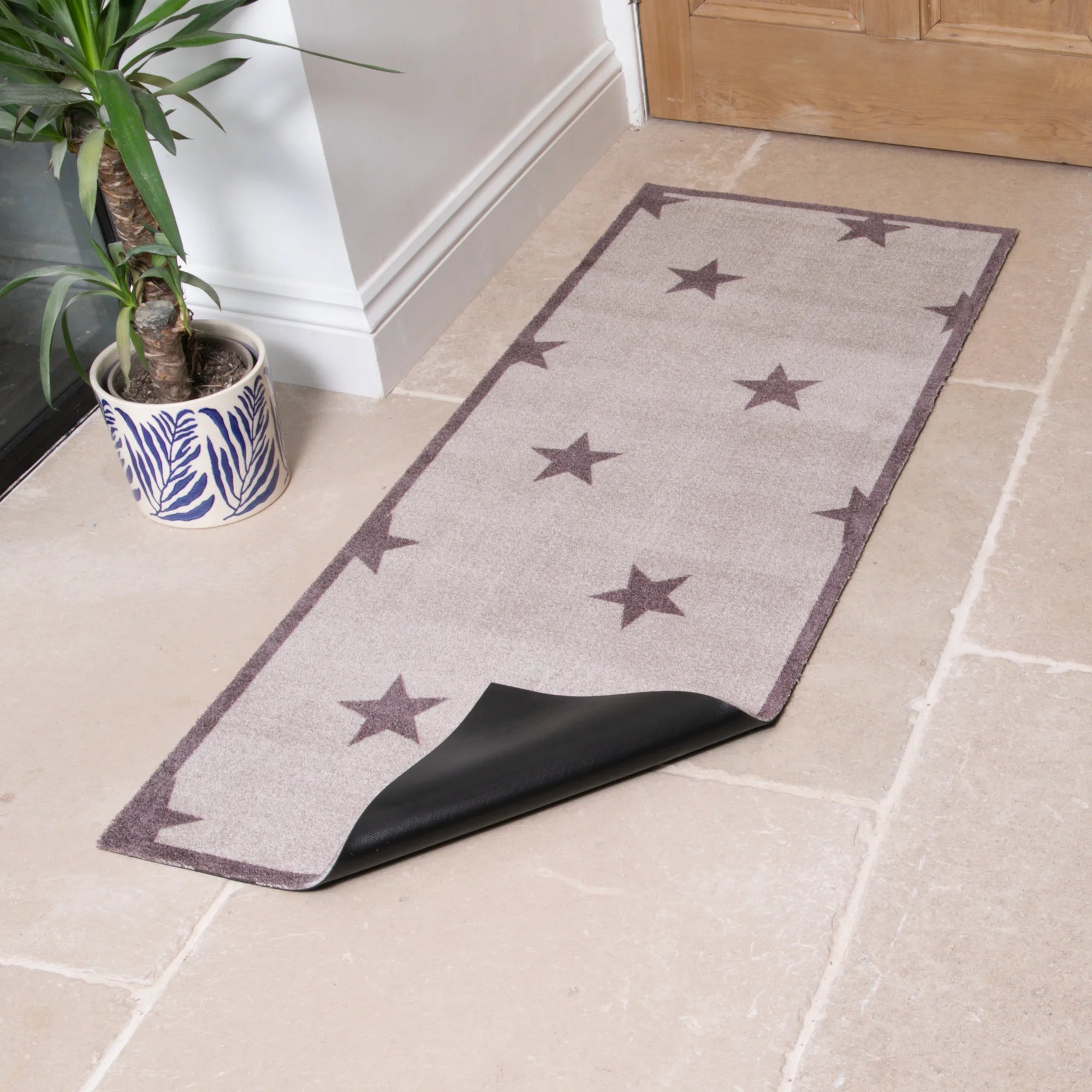Brown Stair Pattern Indoor Washable Runner 150x60cm