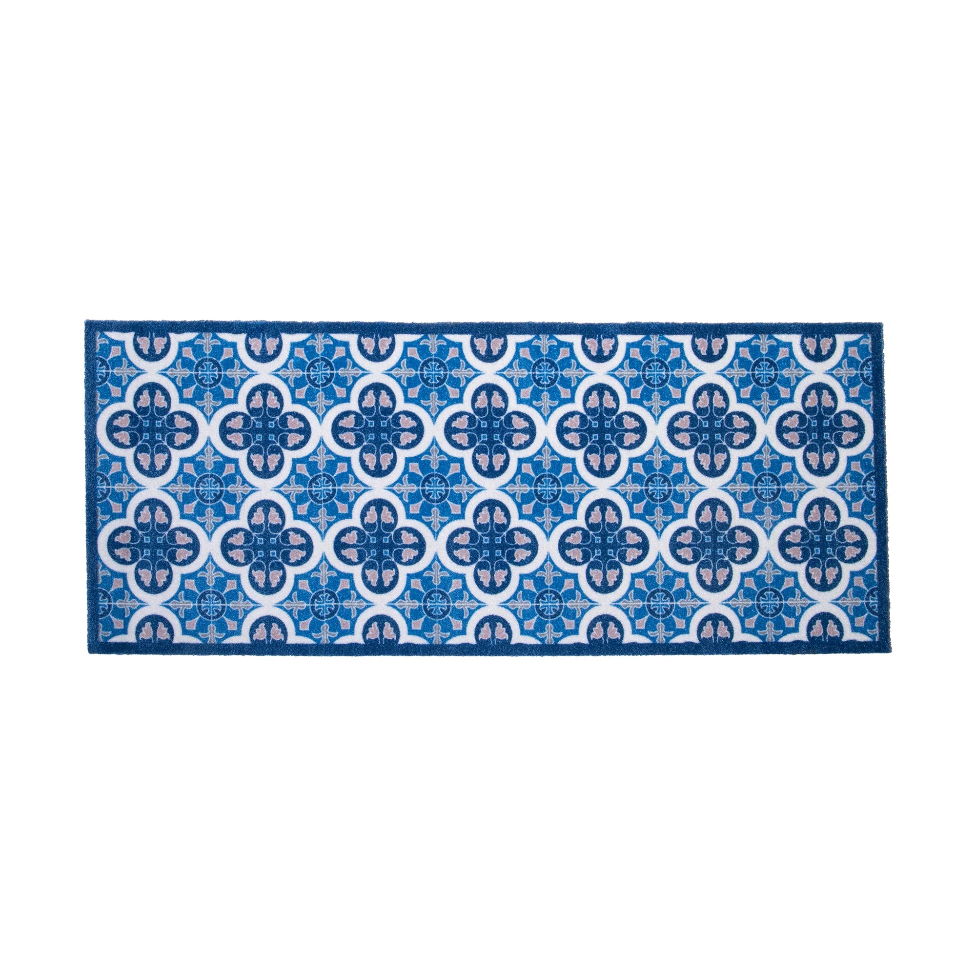 Blue Mosaic Tile Indoor Washable Runner 150x60cm