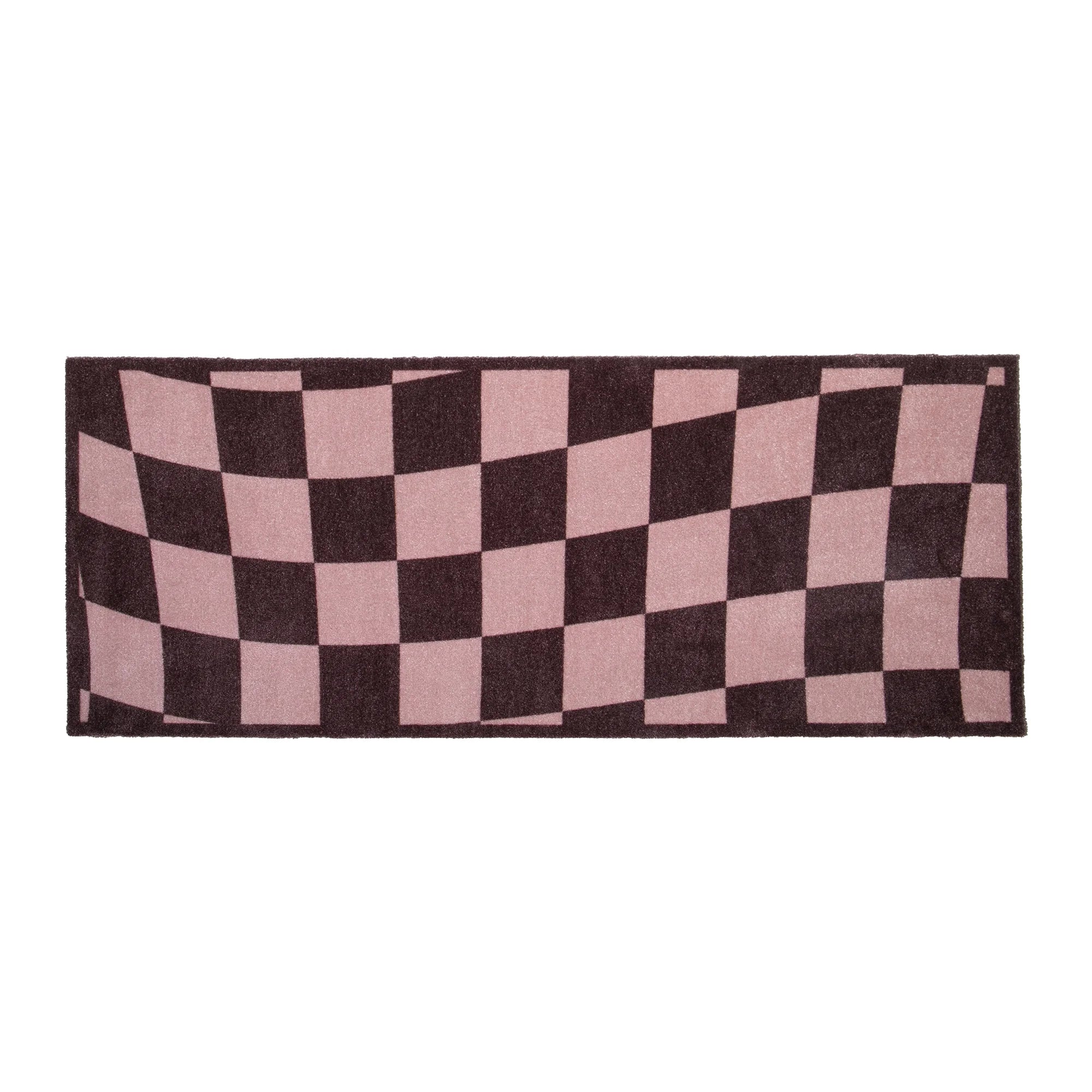 Wavey Checkerboard Indoor Washable Runner 150x60cm