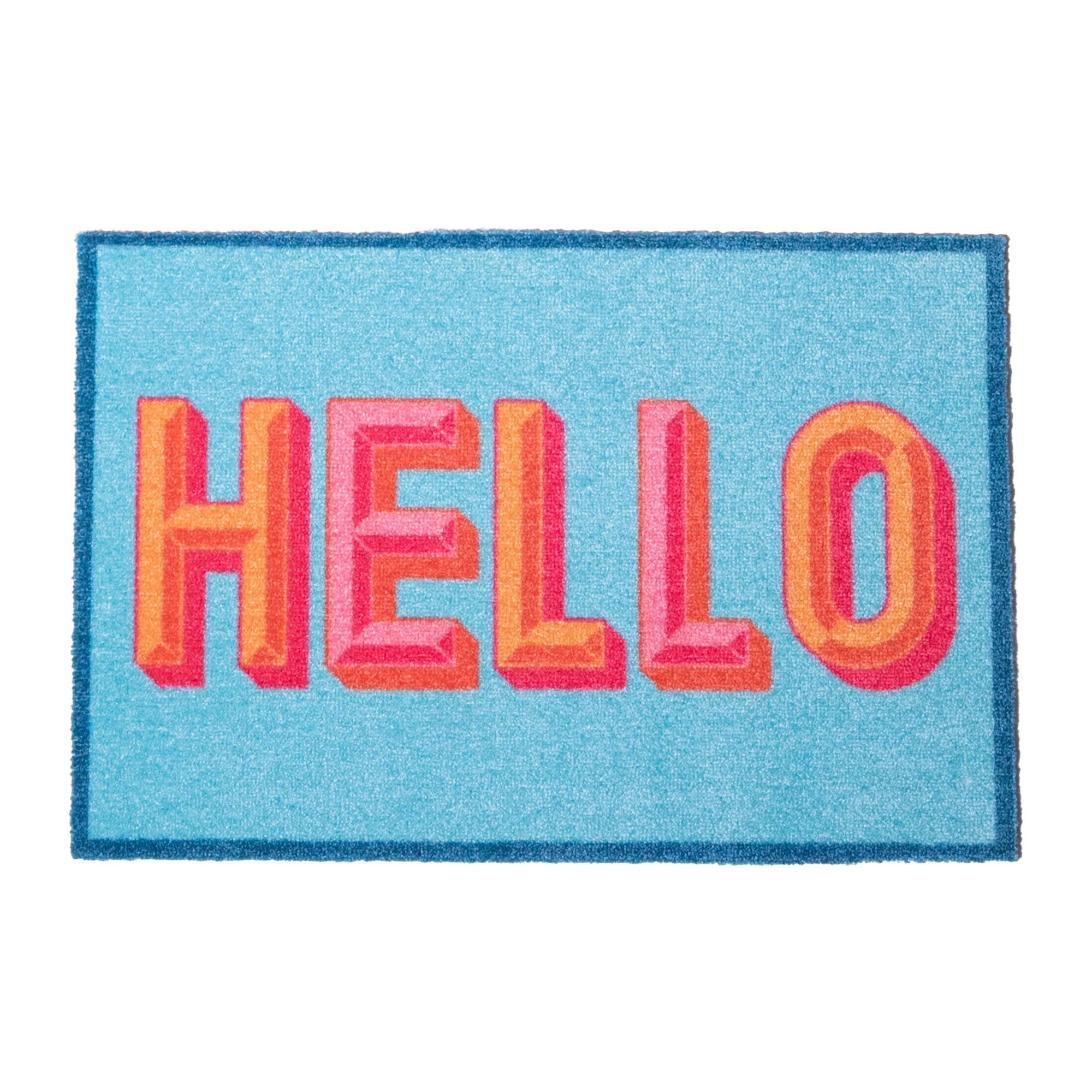 Blue Hello Indoor Washable Doormat