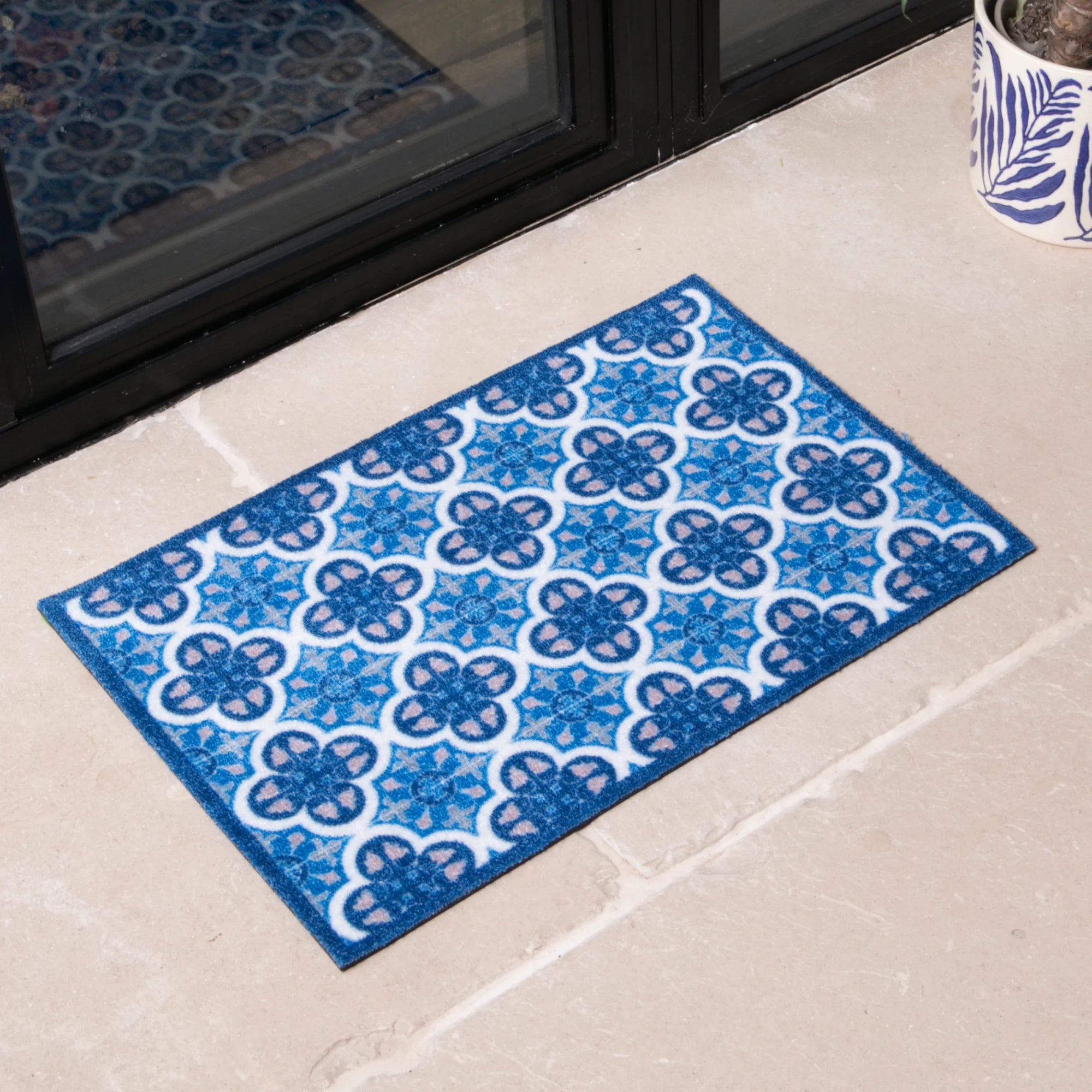 Blue Mosaic Tile Indoor Washable Doormat
