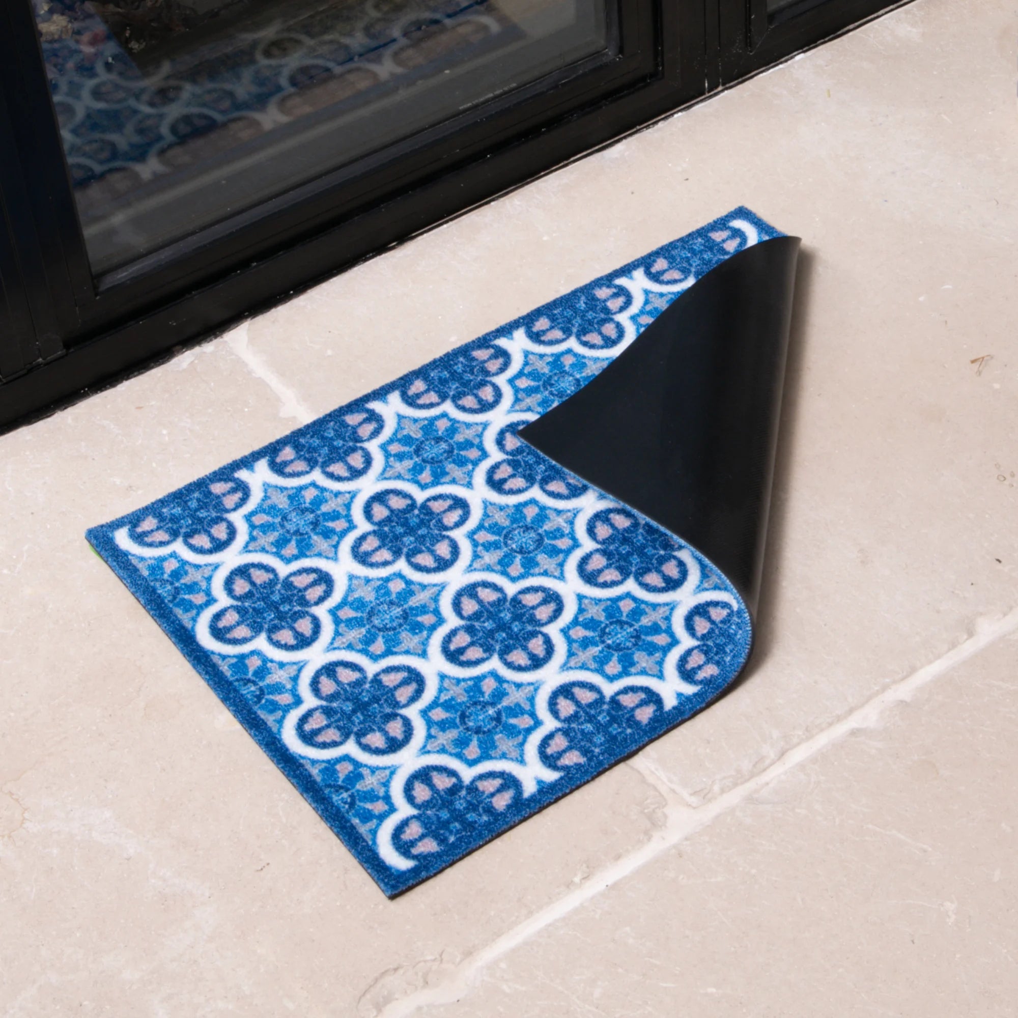 Blue Mosaic Tile Indoor Washable Doormat