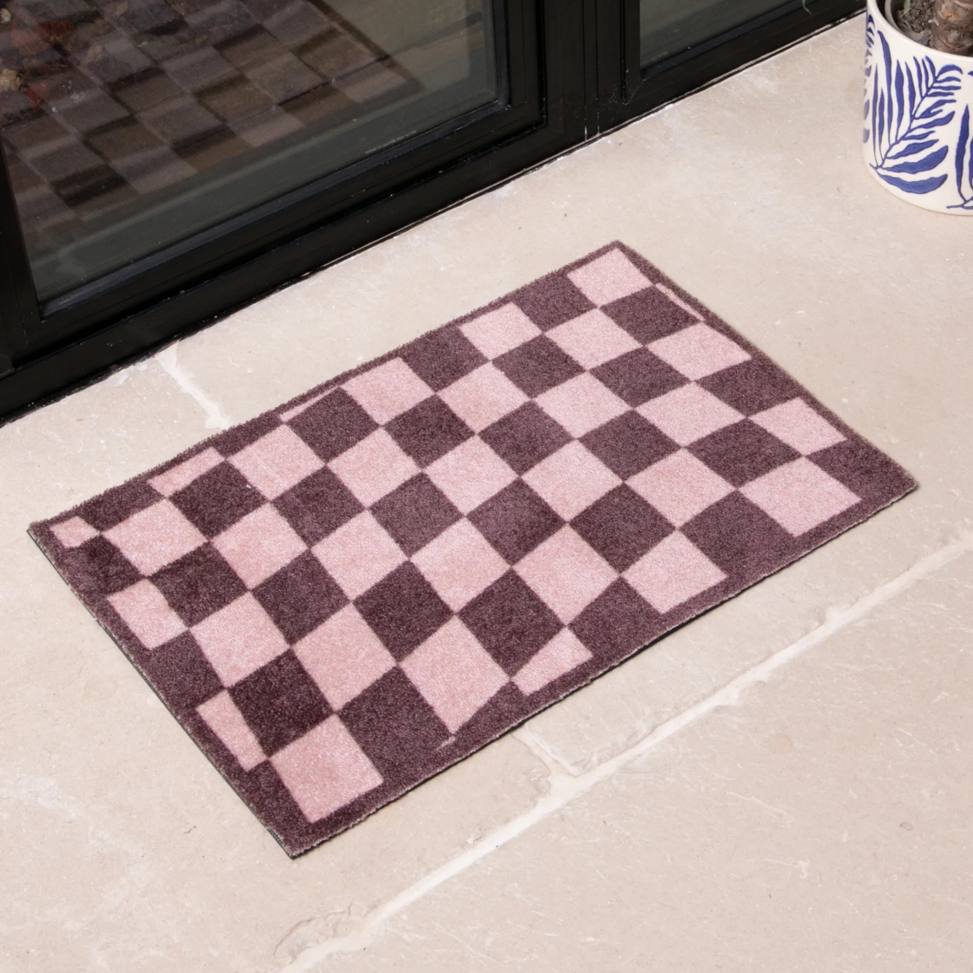 Wavey Checkerboard Indoor Washable Doormat