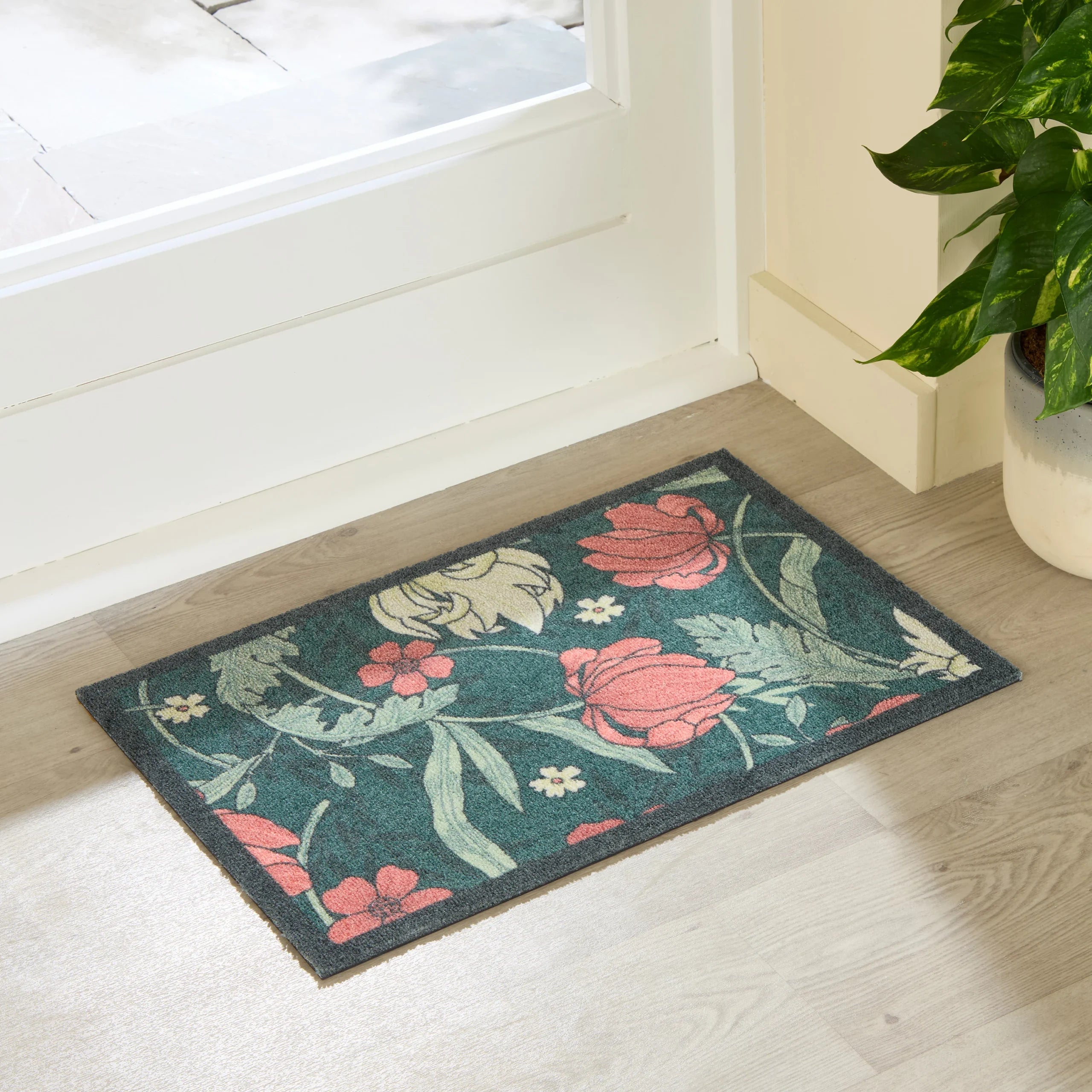 William Morris Rose Indoor Washable Doormat