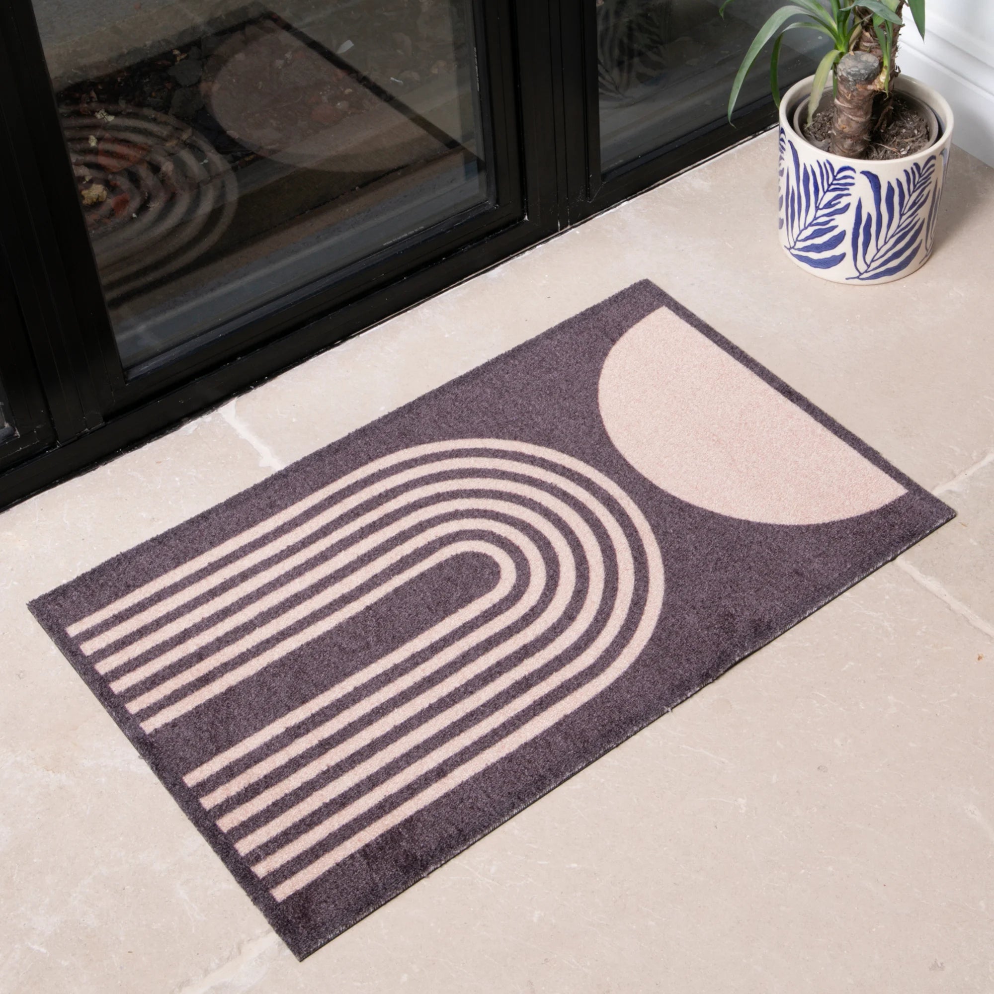 Brown Abstract Indoor Washable Doormat