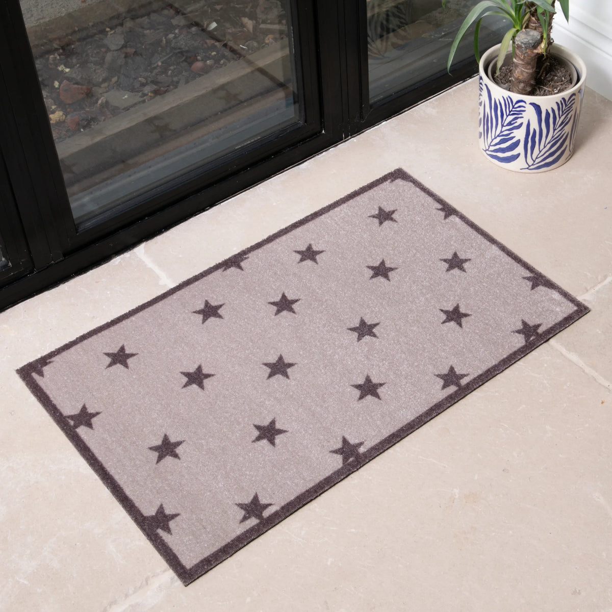 Brown Stars Indoor Washable Doormat