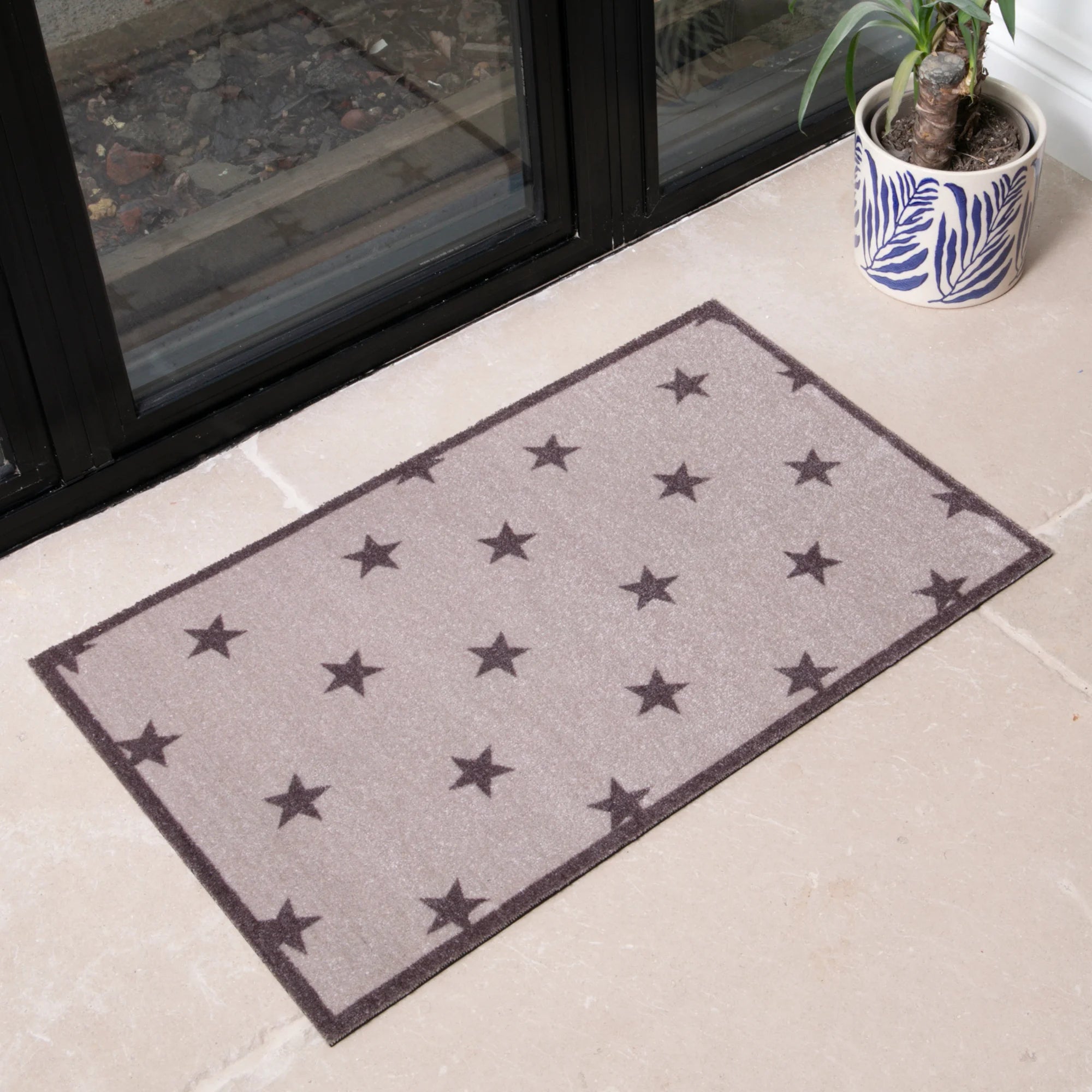 Brown Stars Indoor Washable Doormat