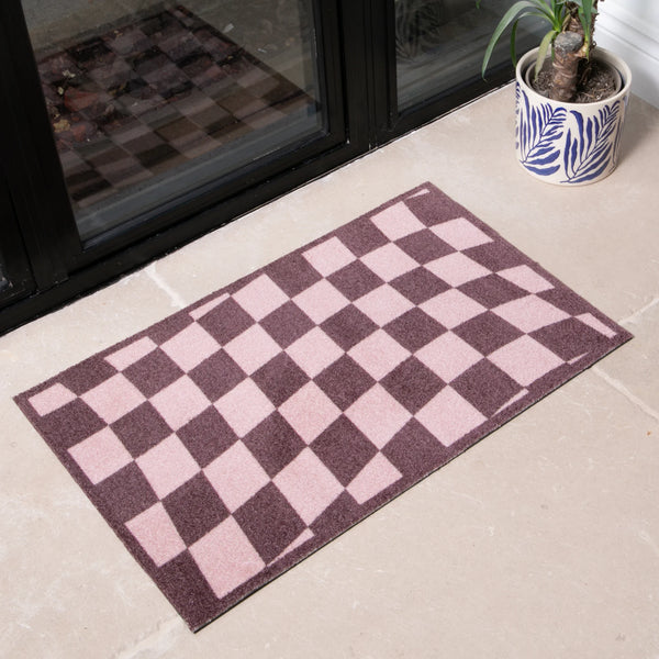Wavey Checkerboard Indoor Washable Doormat