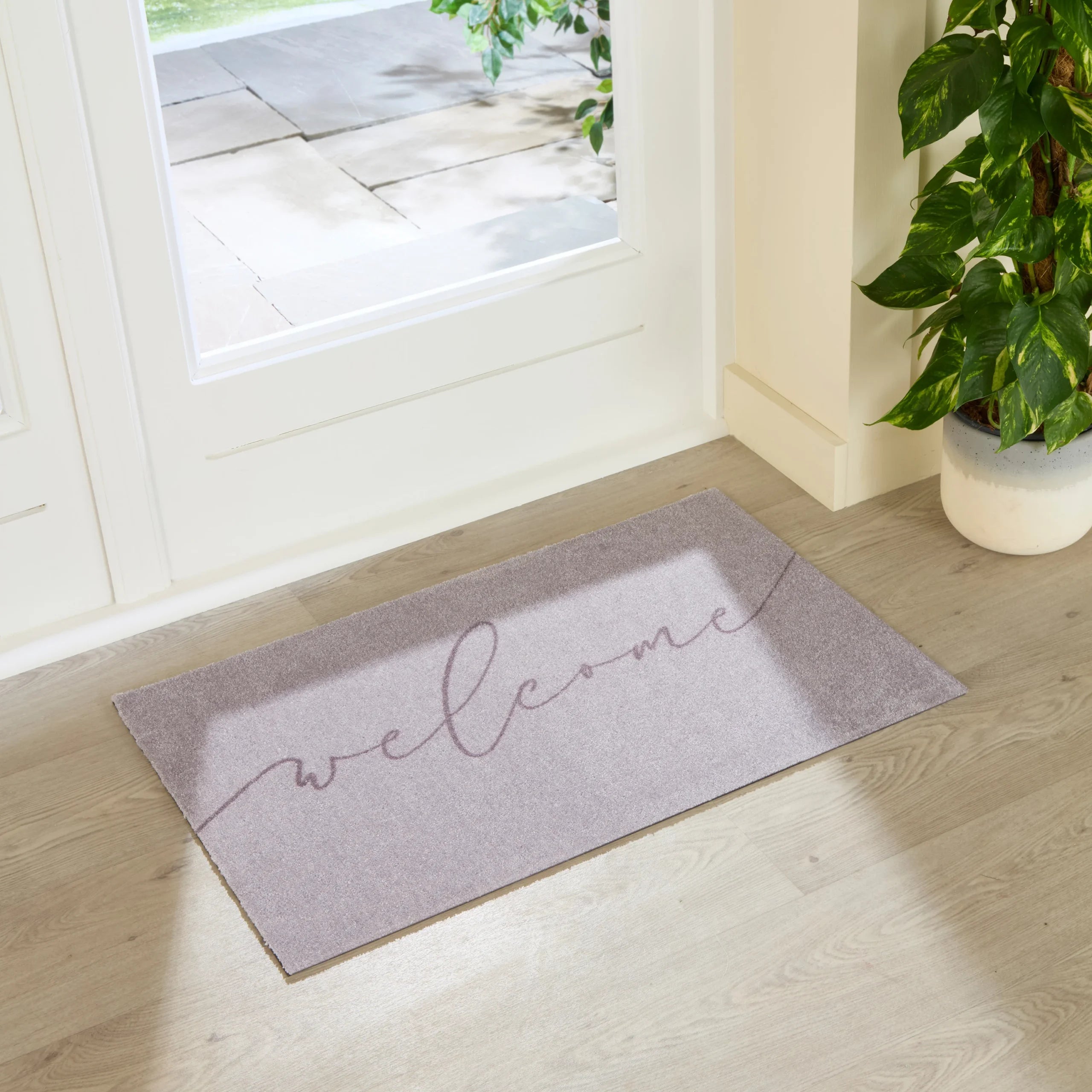 Taupe Welcome Indoor Washable Doormat