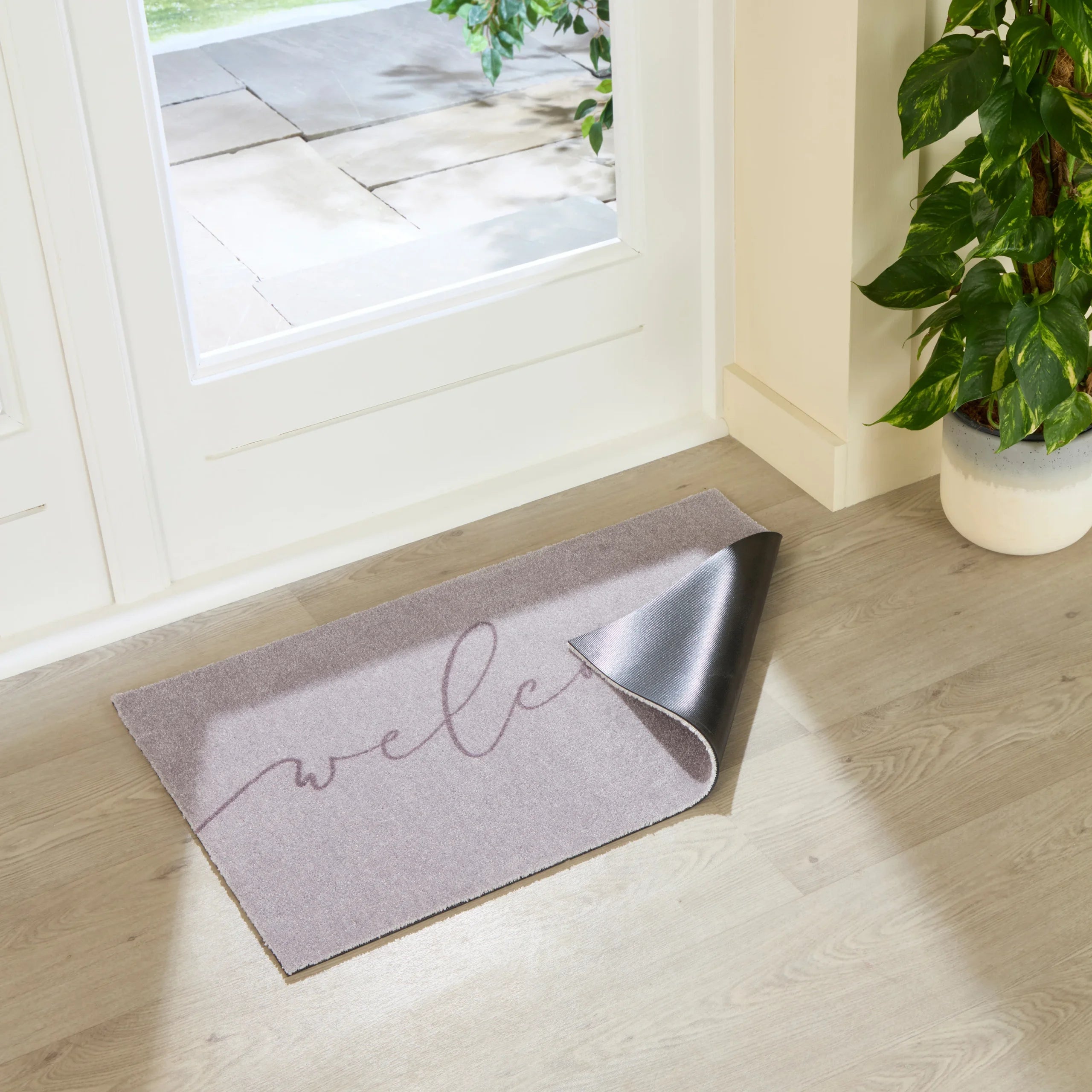 Taupe Welcome Indoor Washable Doormat