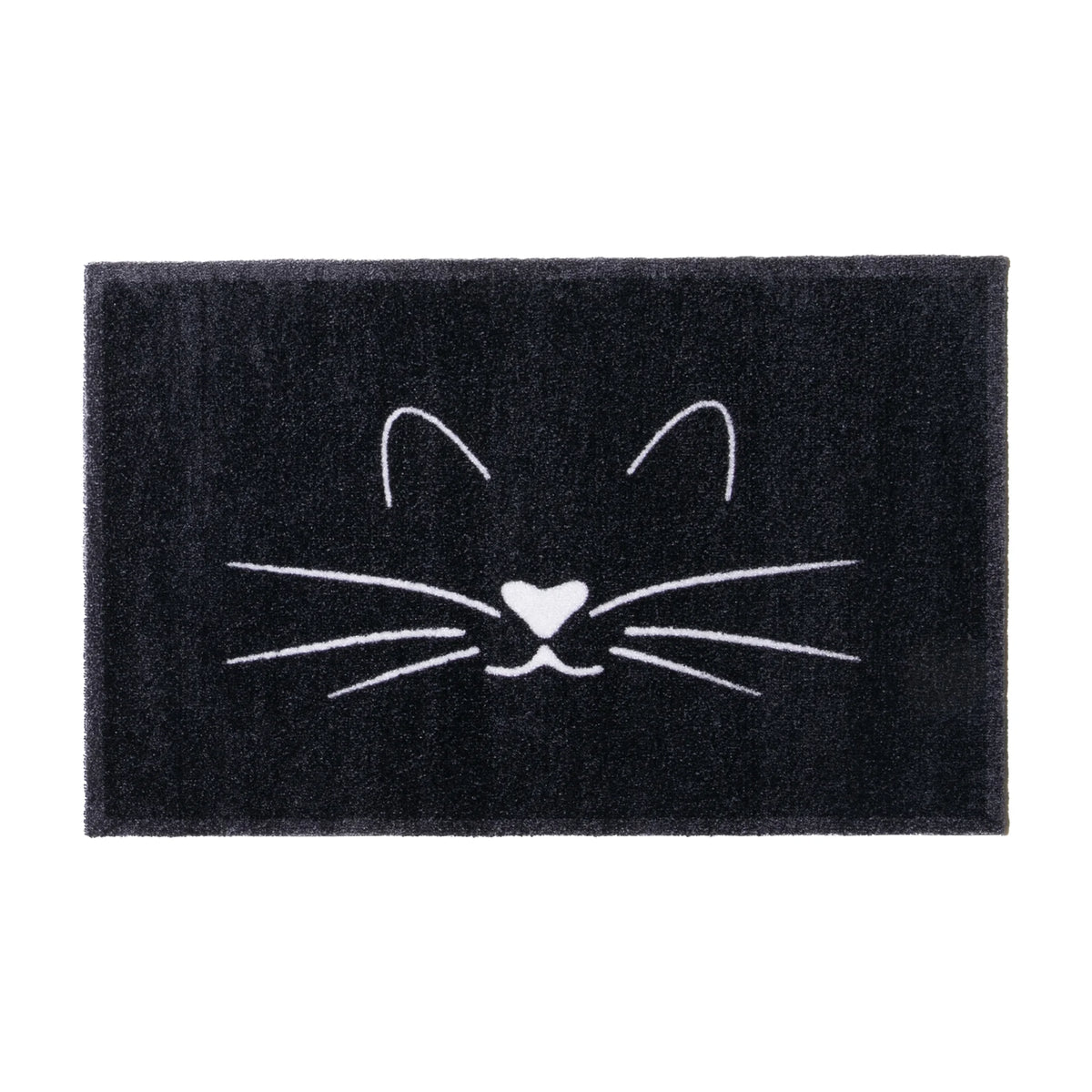 Black Whiskers Cat Indoor Washable Doormat