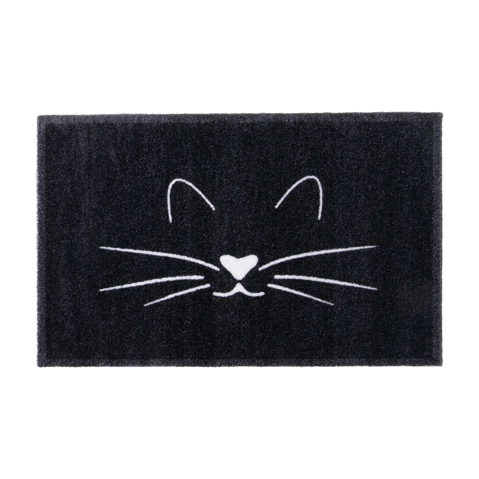 Black Whiskers Cat Indoor Washable Doormat