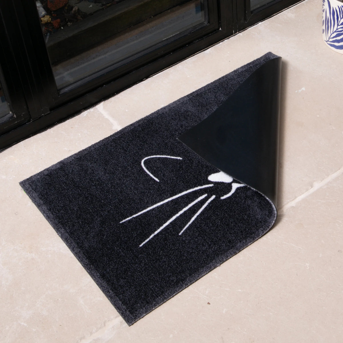 Black Whiskers Cat Indoor Washable Doormat