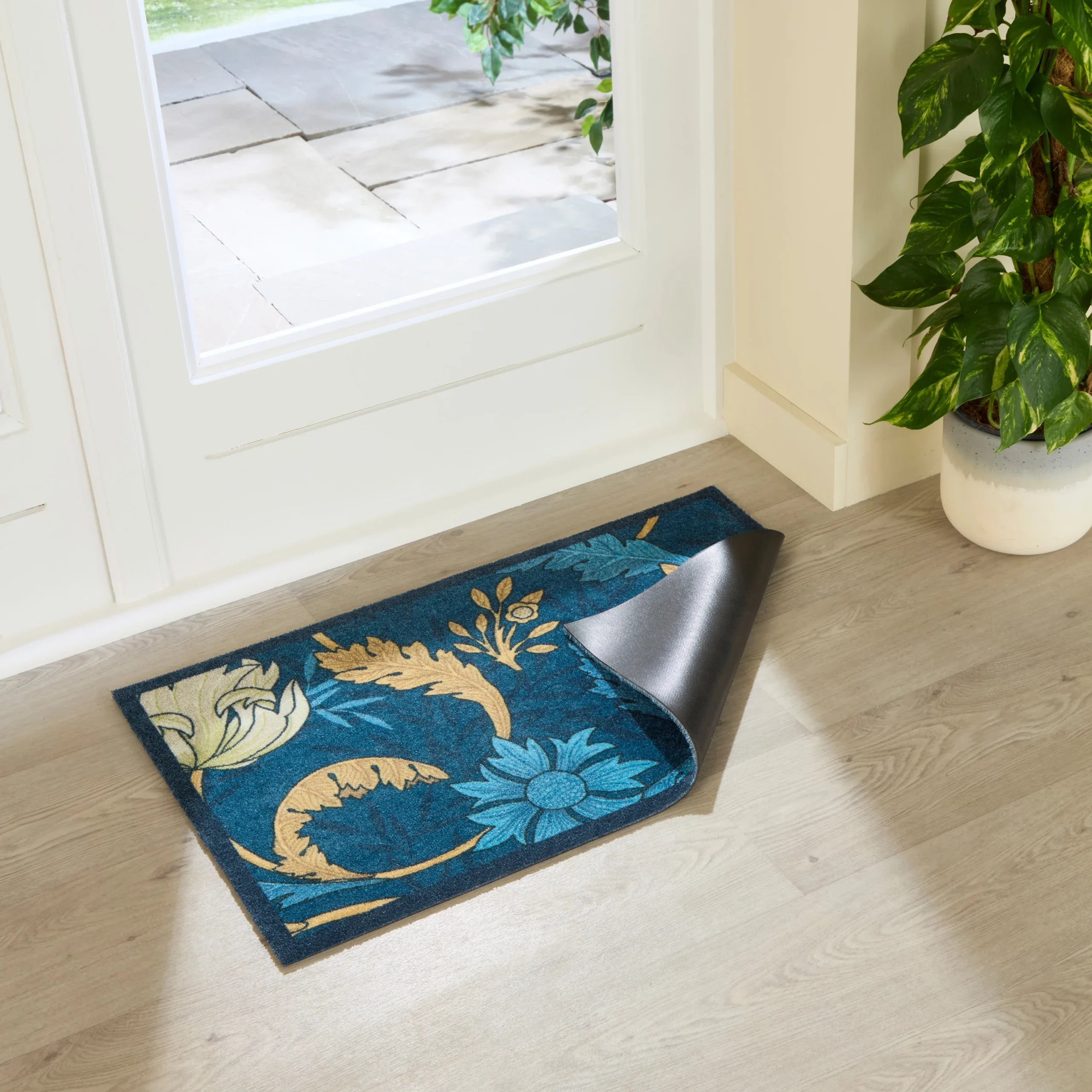 William Morris Blue Indoor Washable Doormat