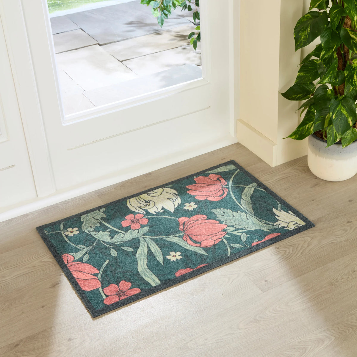 William Morris Rose Indoor Washable Doormat