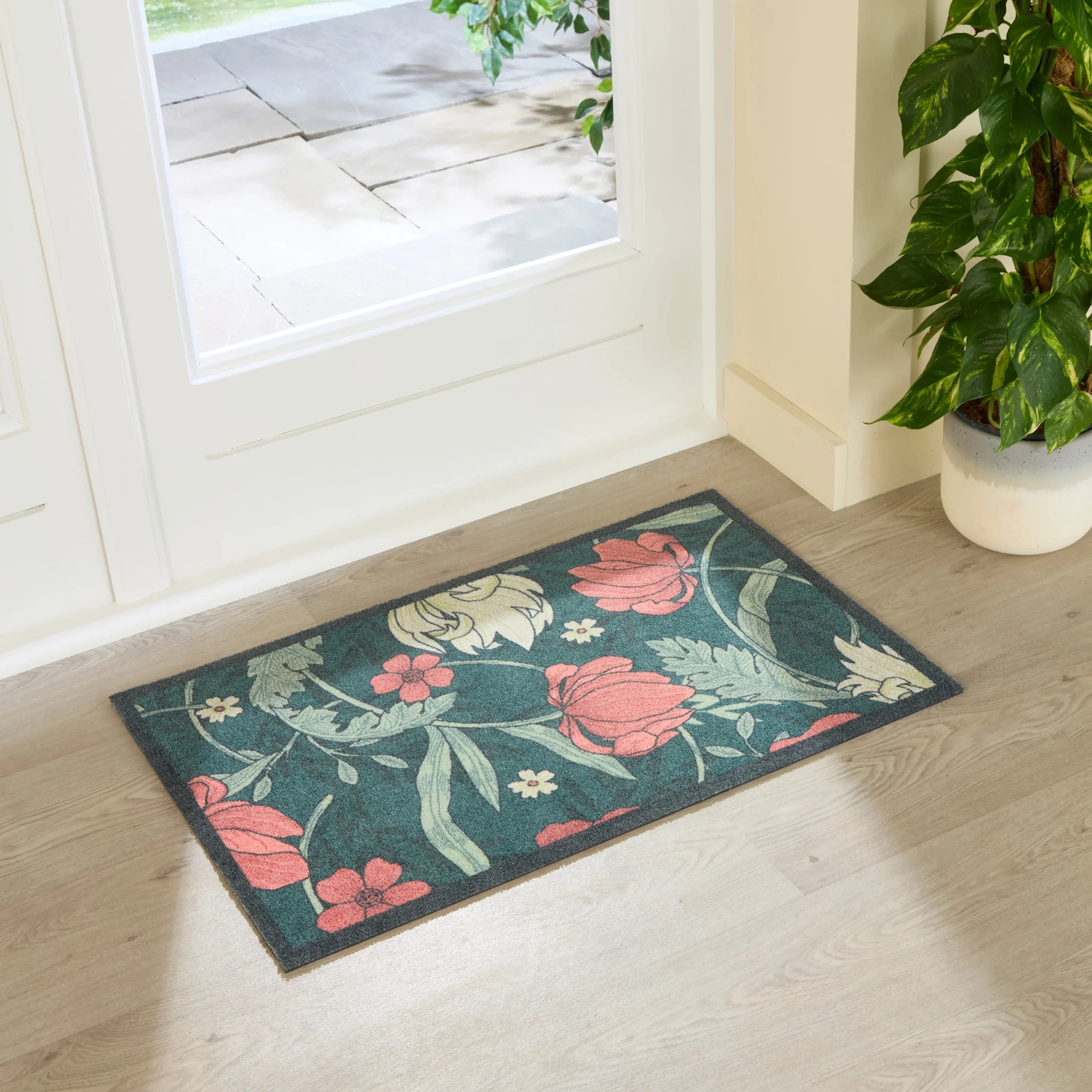 William Morris Rose Indoor Washable Doormat