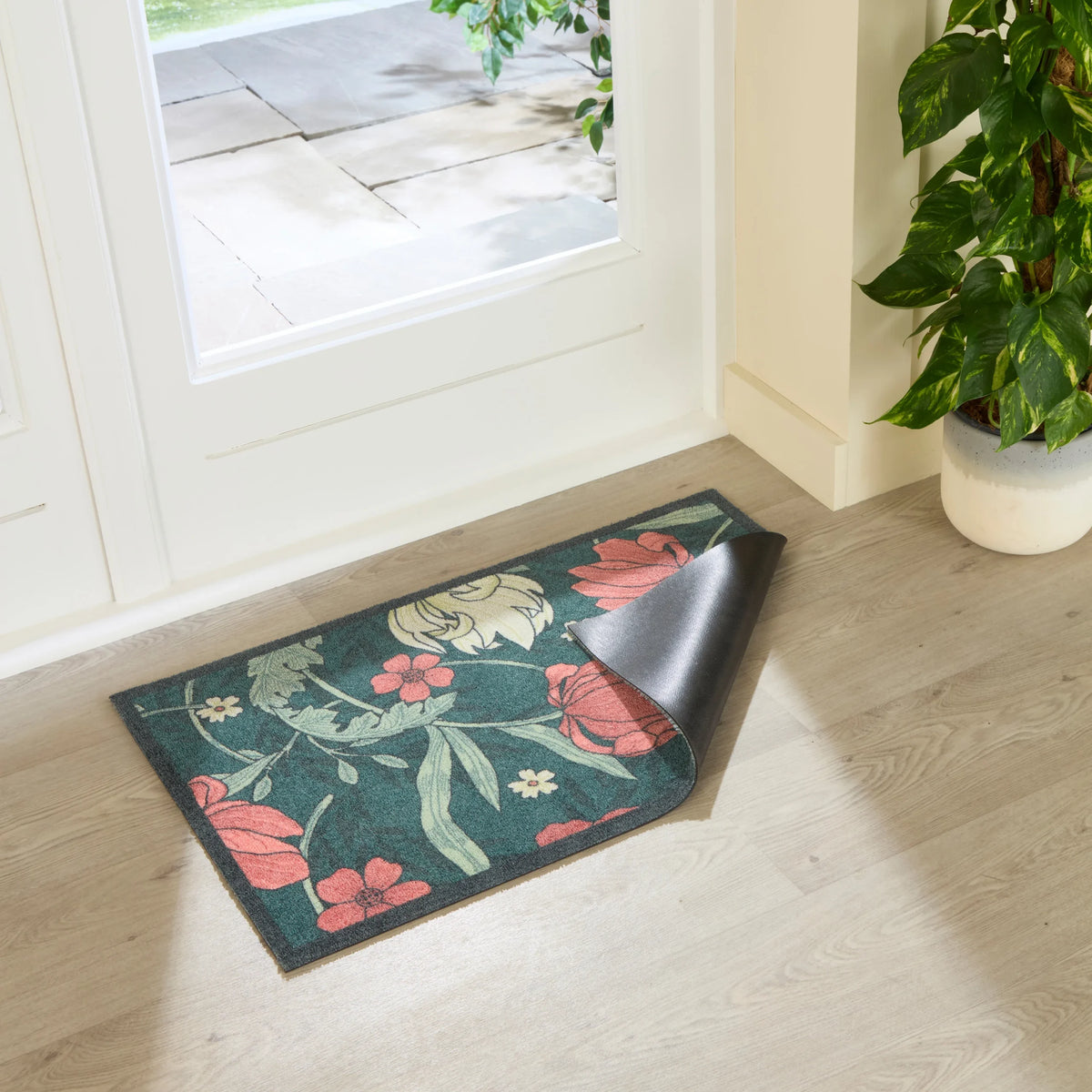 William Morris Rose Indoor Washable Doormat