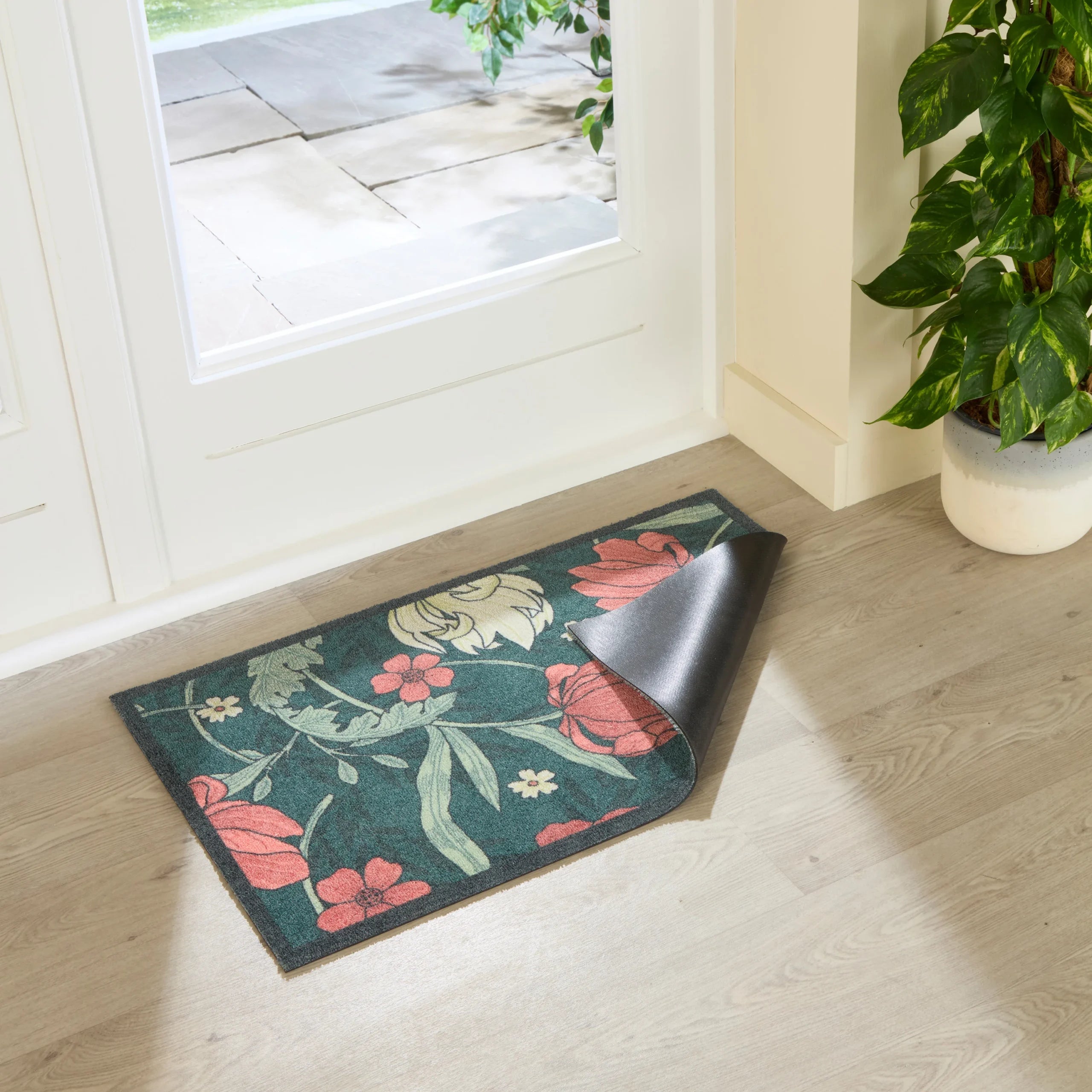 William Morris Rose Indoor Washable Doormat