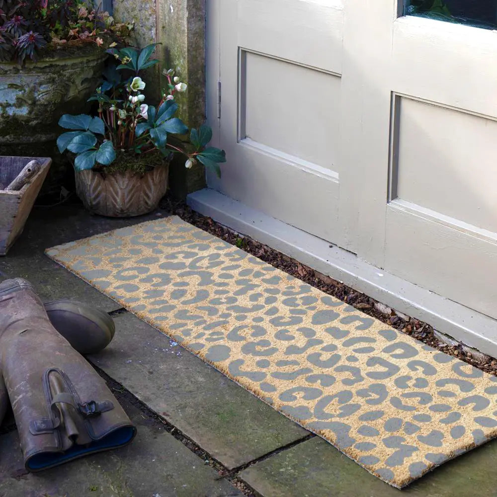 Grey Leopard Print Double Doormat