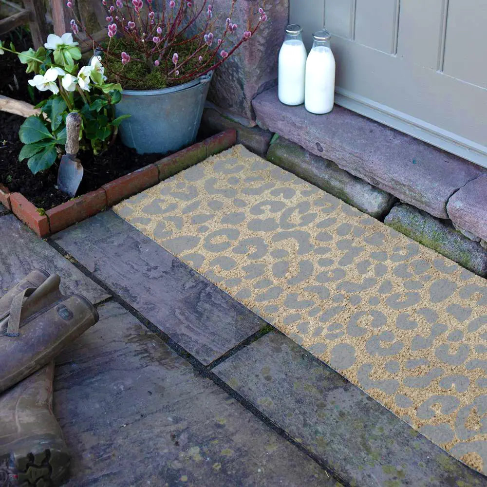 Grey Leopard Print Double Doormat